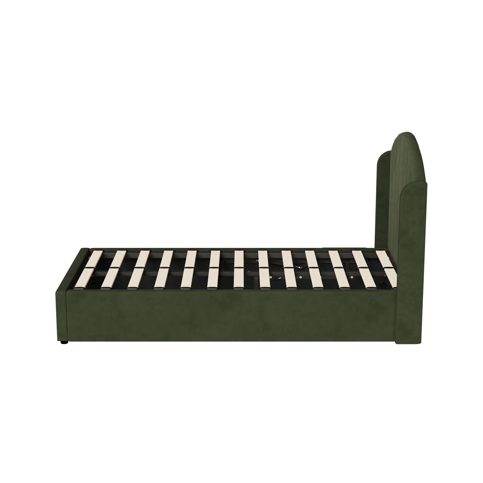 8 Oikiture Bed Frame King Single Size With Gas Lift Storage USB Charging Velvet - Green, 8 of 8