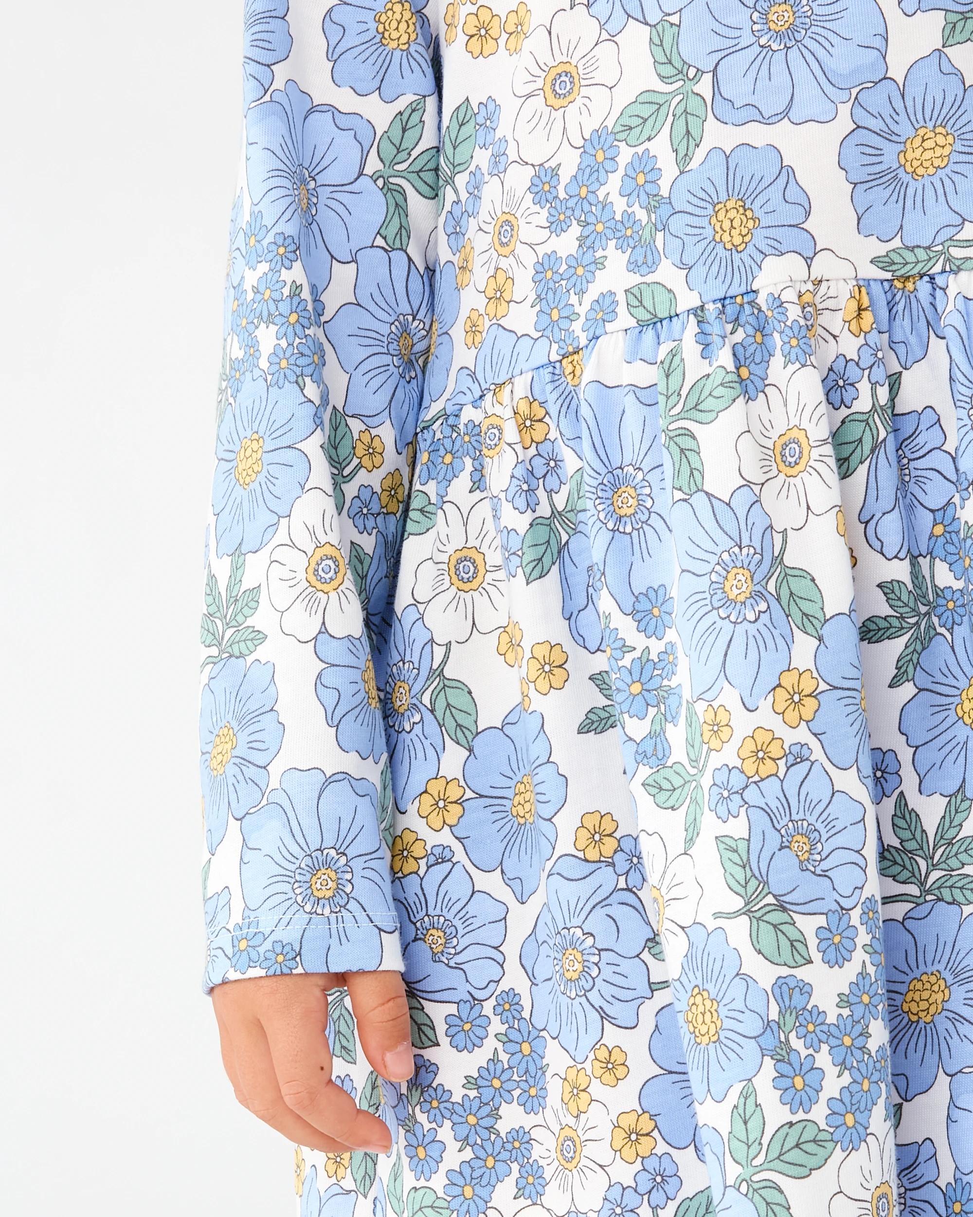 5 Long Sleeve Jersey Dress Wht Floral, 5 of 7