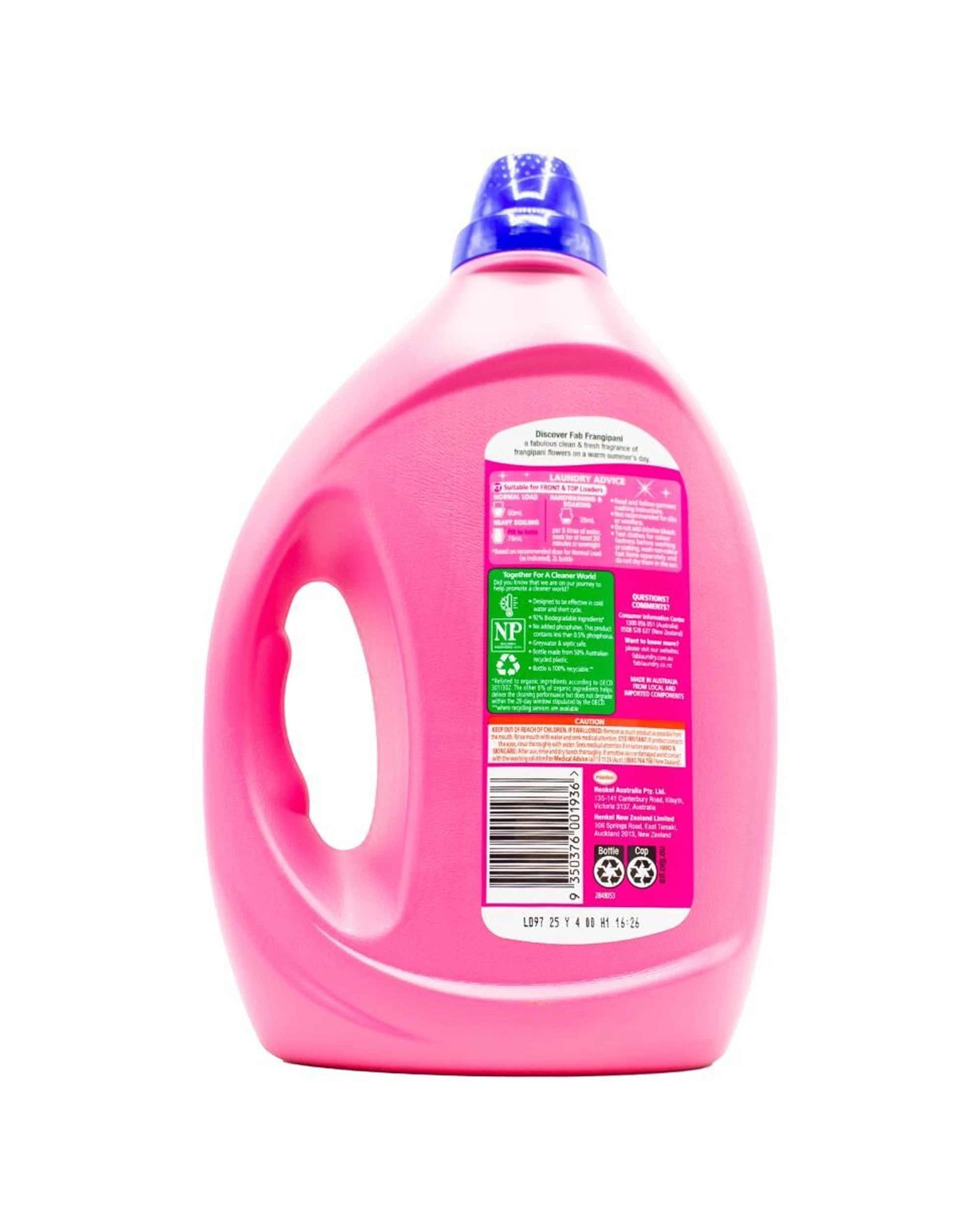 3 FAB 2PK Laundry Liquid 2L Front Top Loader Fresh Frangipani Stain Remover - Pink, 3 of 3