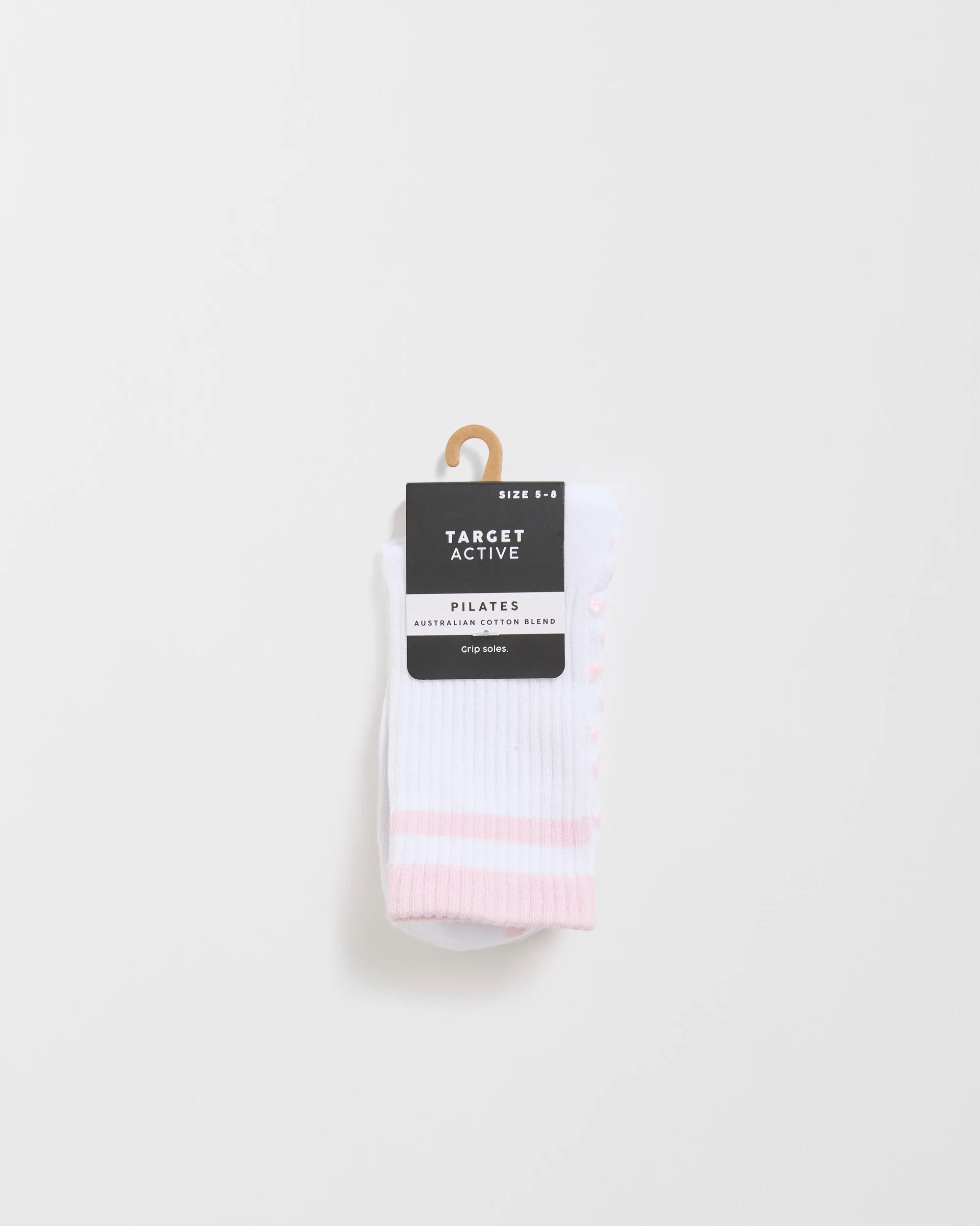 3 Target Active Australian Cotton Blend Crew Pilates Socks WHITE, 3 of 3