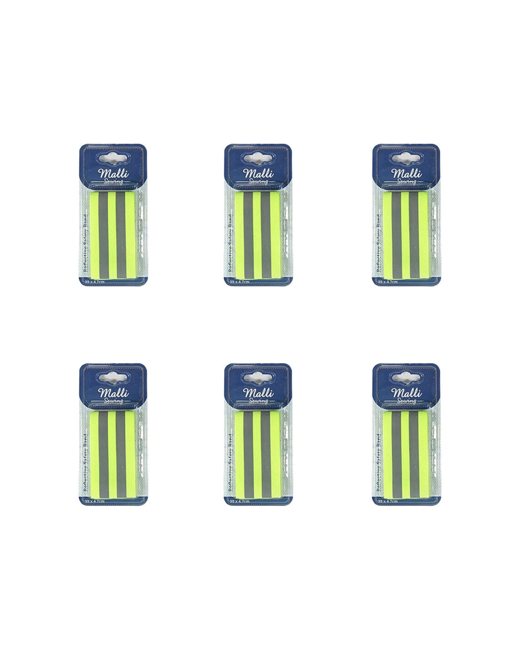 1 MALLI Adjustable Reflective Arm Band Strap 6 Pack For Joggers And Cyclists - Yellow, 1 of 3