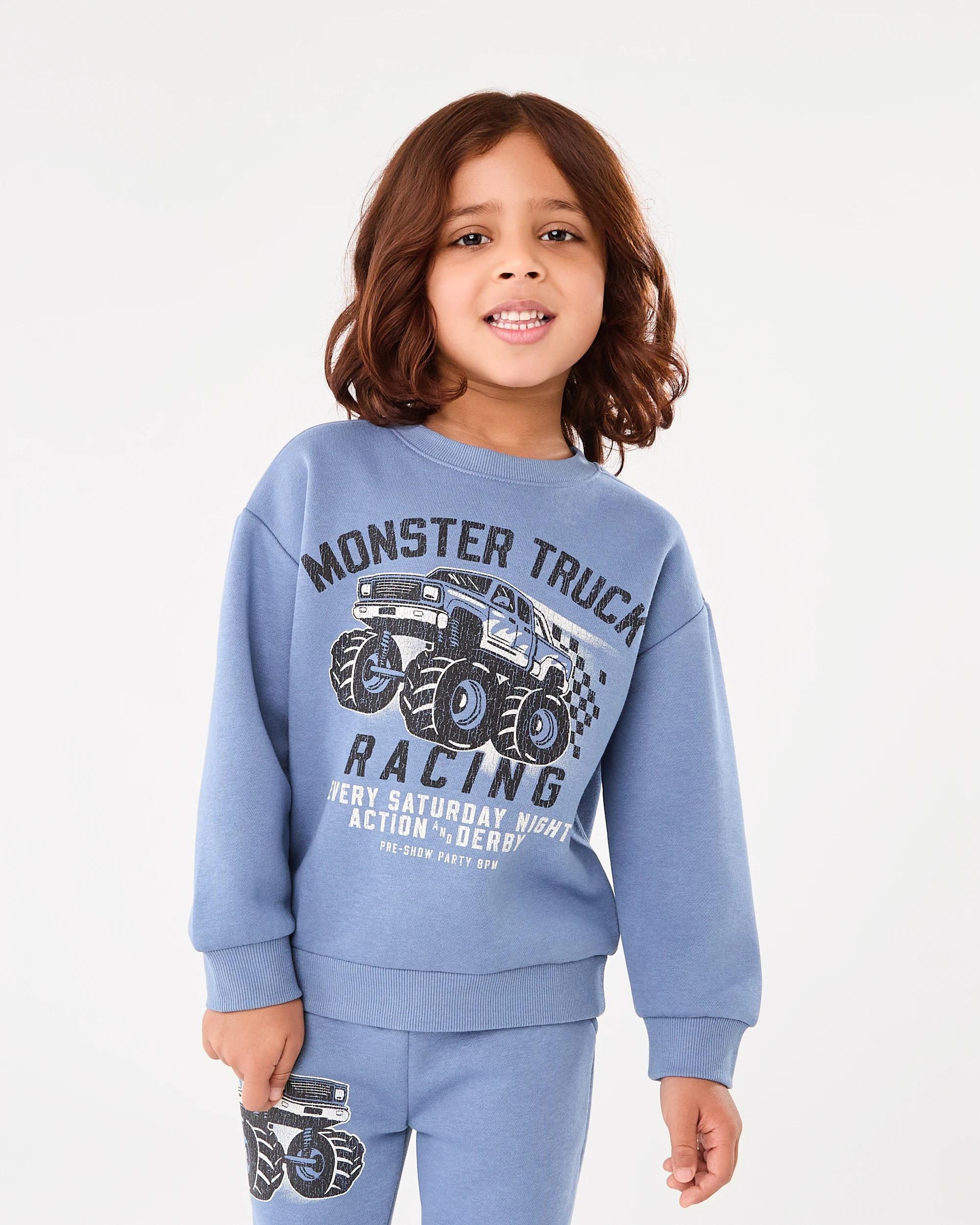 1 Print Crew Neck Sweatshirt Blu Racer, 1 of 6