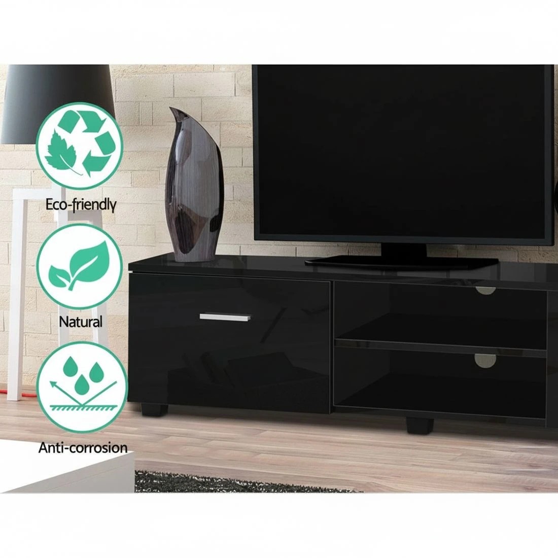 7 Artiss Entertainment Unit TV Cabinet 140cm Jim - Black, 7 of 9