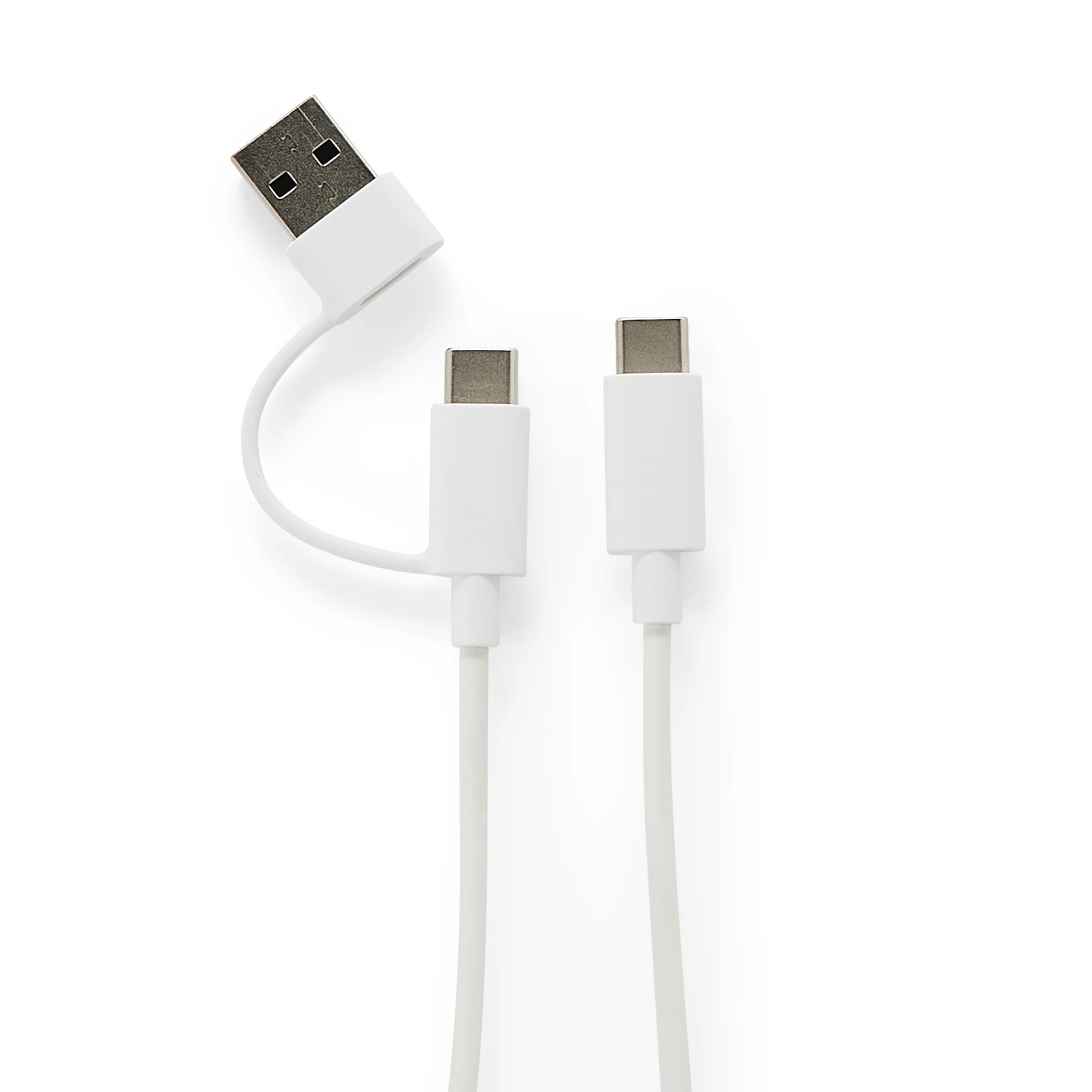 3 2-in-1 USB-A/C to USB-C Cable - White, 3 of 7