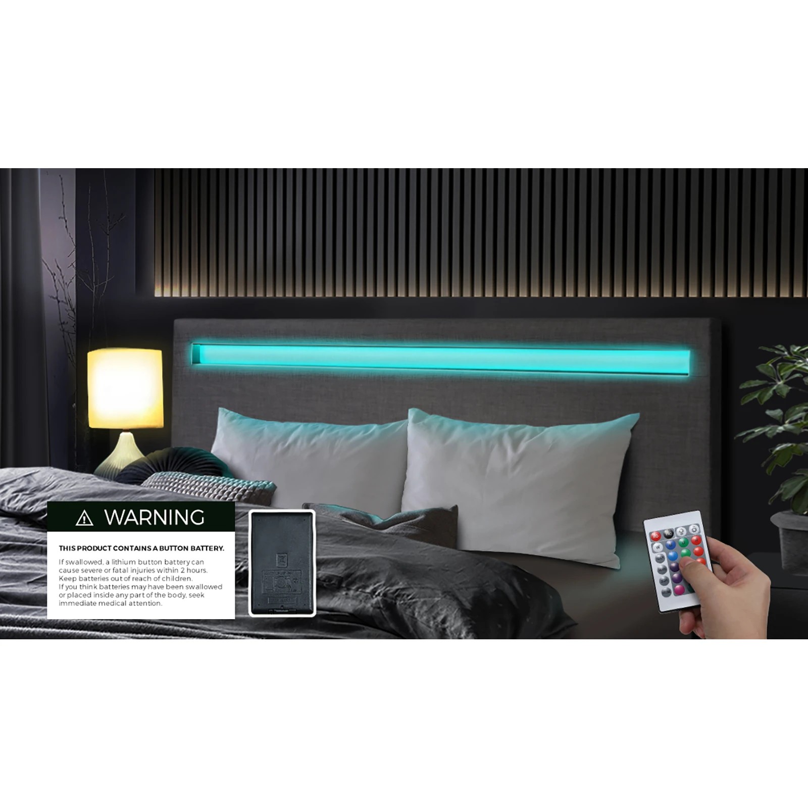 4 Oikiture Double Bed Frame With Rgb Led Headboard
 - Grey, 4 of 10
