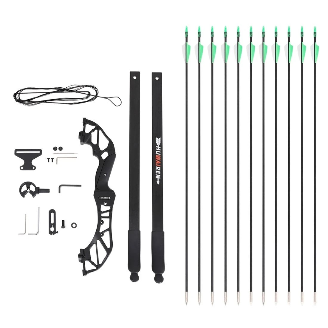 3 Everfit 55lbs Bow Arrow Set Recurve Takedown Archery Hunting for Beginner Green - Green, 3 of 6