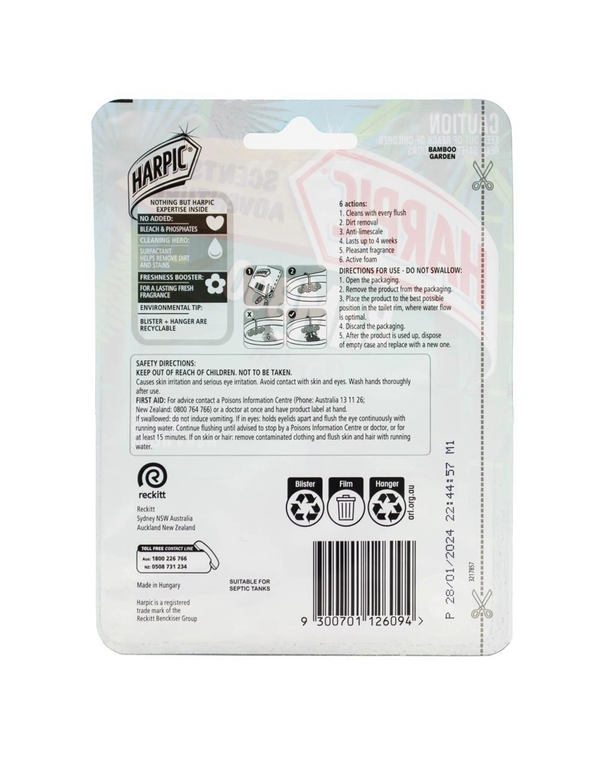 3 Harpic Scents Of Adventure Toilet Cage Cleaner Bamboo Garden 6 Pack - Multi, 3 of 3