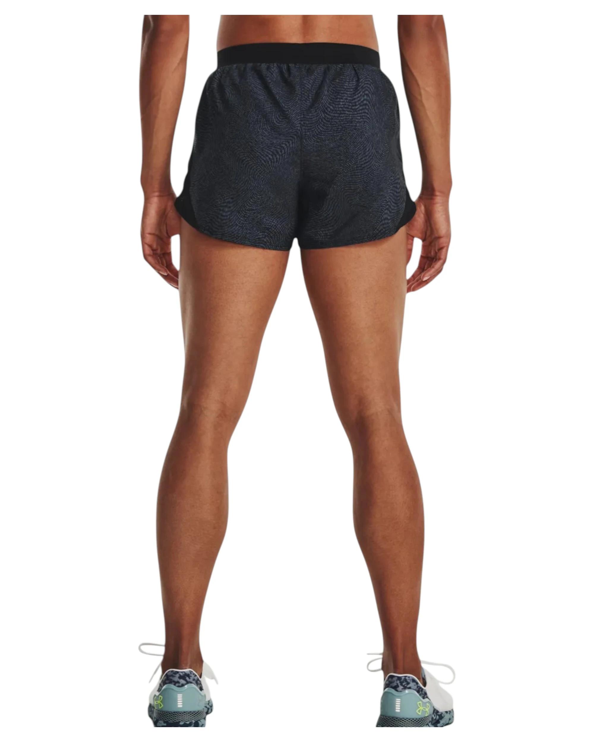 6 Under Armour Womens Black Fly-By 2.0 Printed Shorts BLACK, 6 of 6
