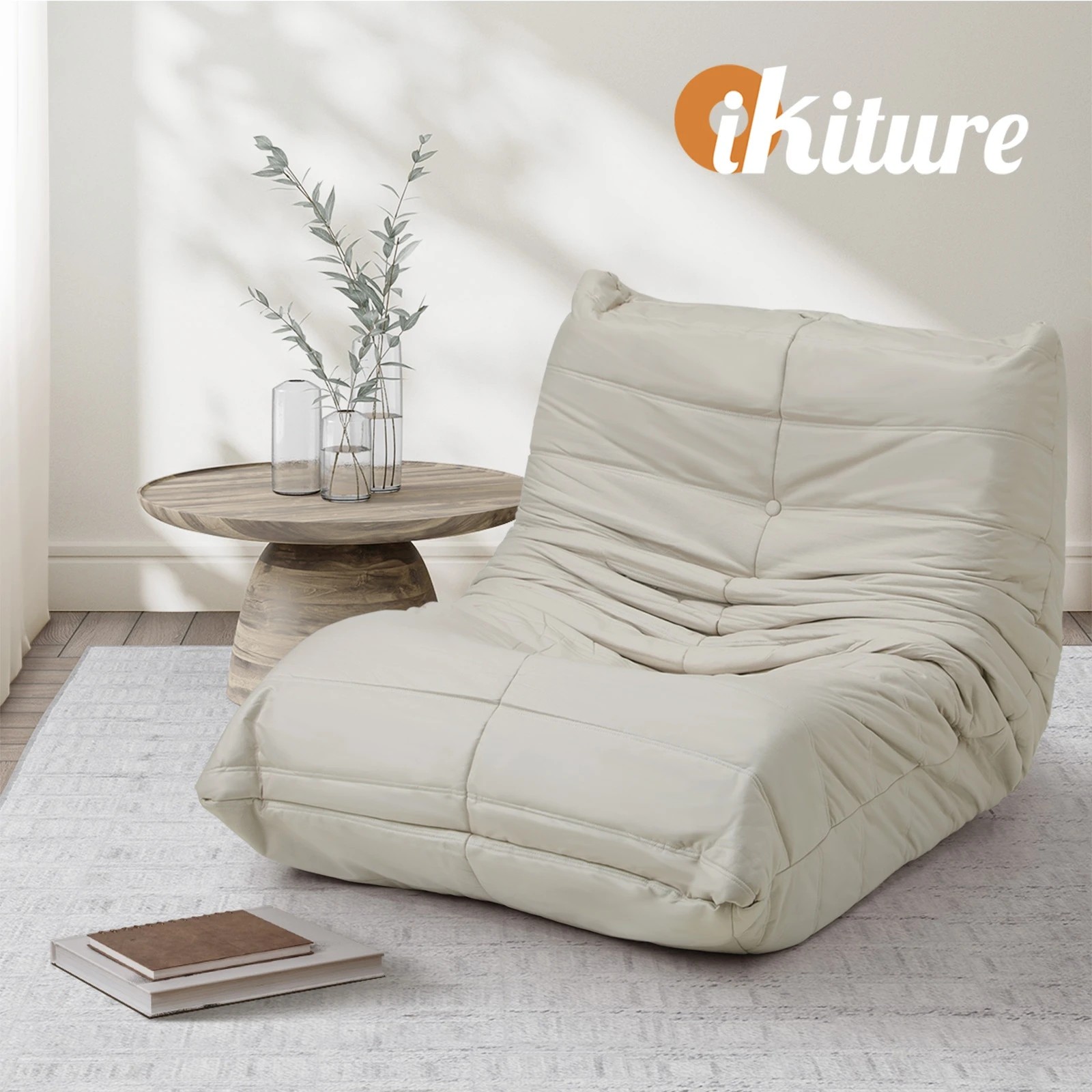 5 Oikiture Floor Sofa Accent Chair Lazy Lounge - Beige, 5 of 9