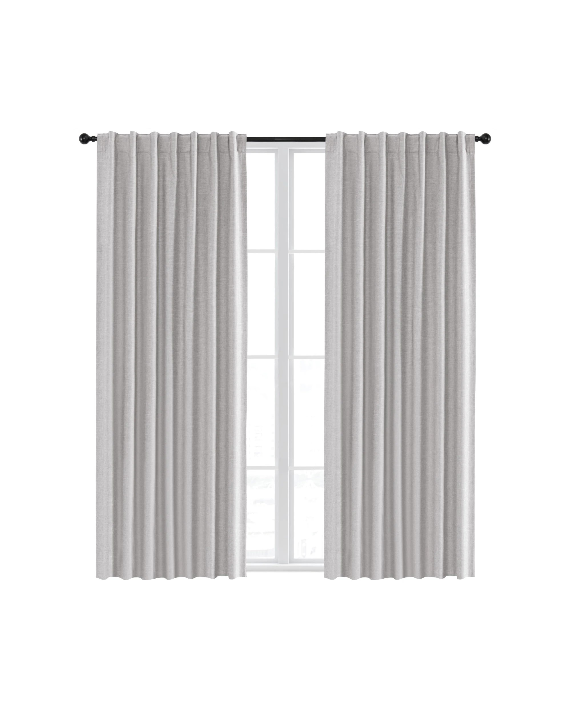 6 Sherwood Faux Linen 100% Blockout Concealed Tab Top Curtain Pair 135x223cm - Grey, 6 of 6