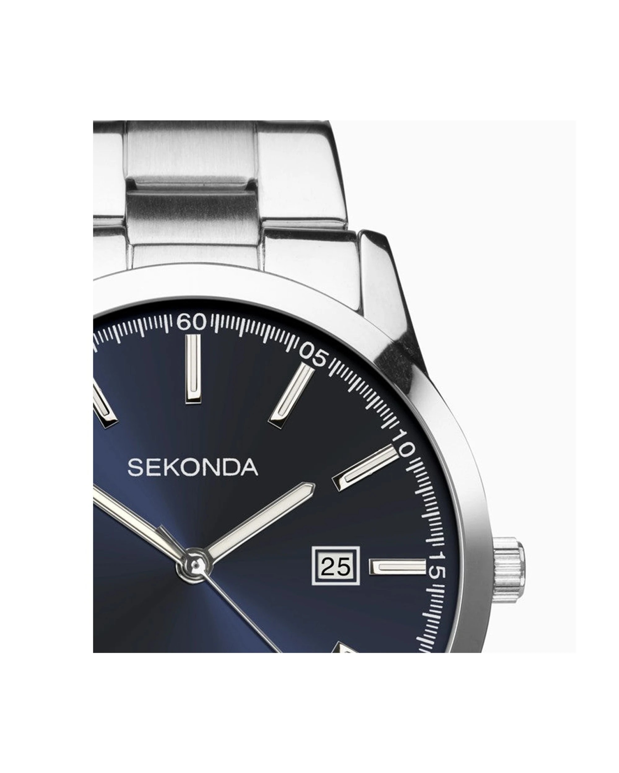 3 Sekonda Men's Watch Silver Metal Bracelet 43mm Case 50m Water Resistant Blue Dial, 3 of 5