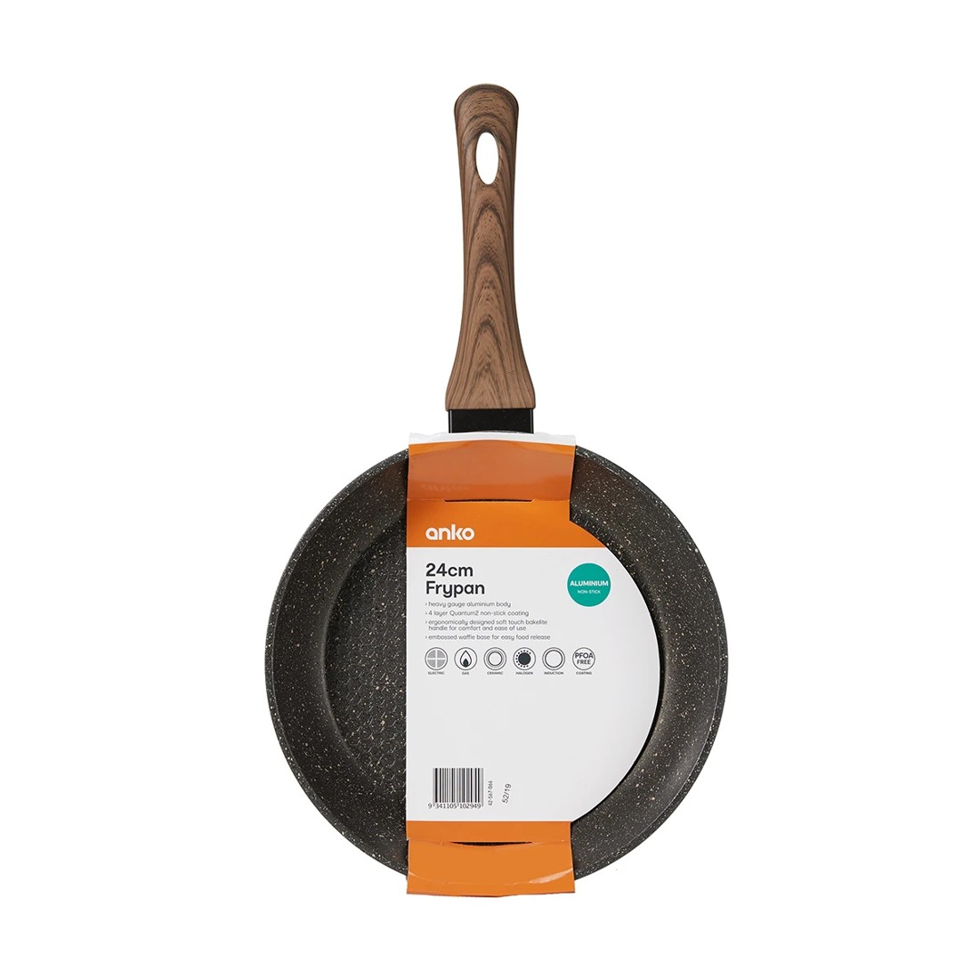 4 24cm Aluminium 4 Layer Non-Stick Frypan - Wood Look, 4 of 4