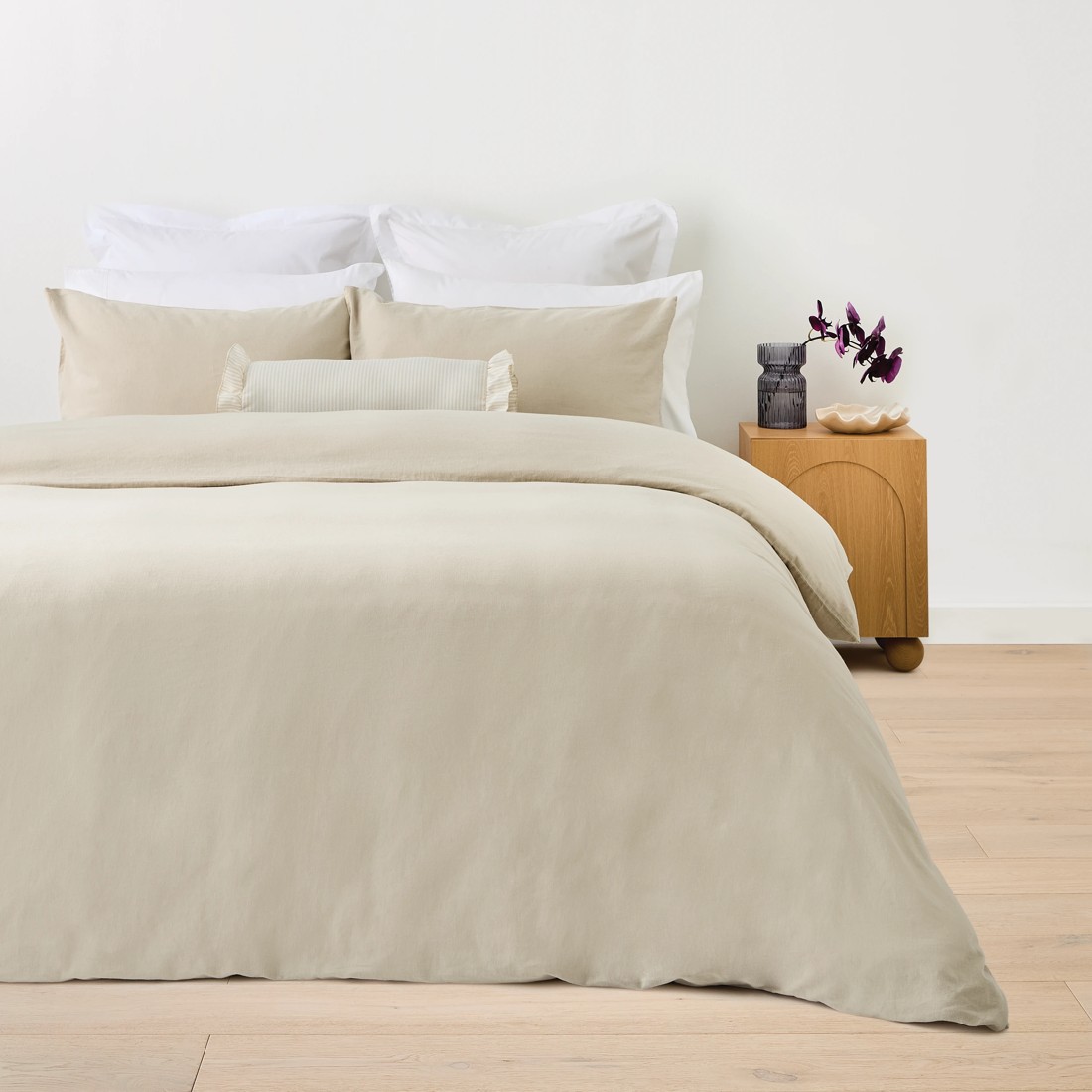 1 Kayden Linen Cotton Quilt Cover Set - Queen Bed, Natural, 1 of 3