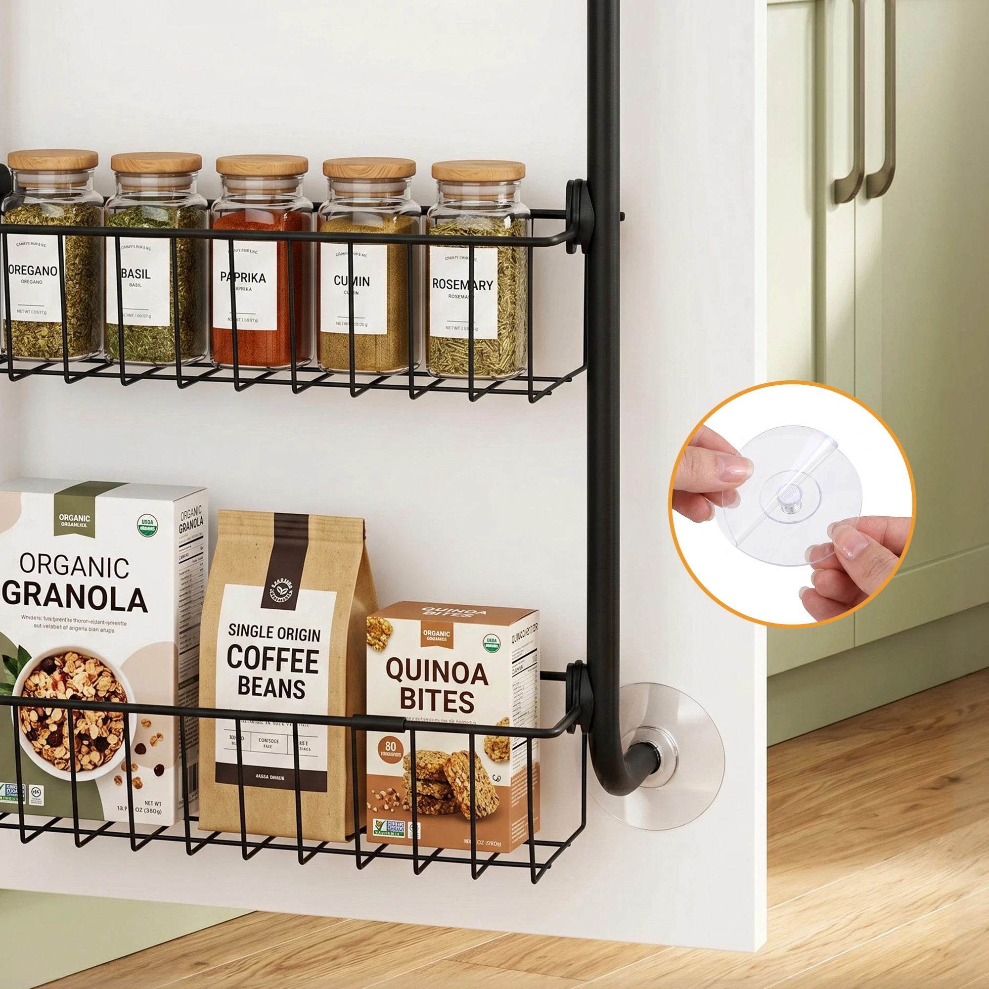 6 Artiss Over Door Storage Organiser 6 Tier Metal - Black, 6 of 9