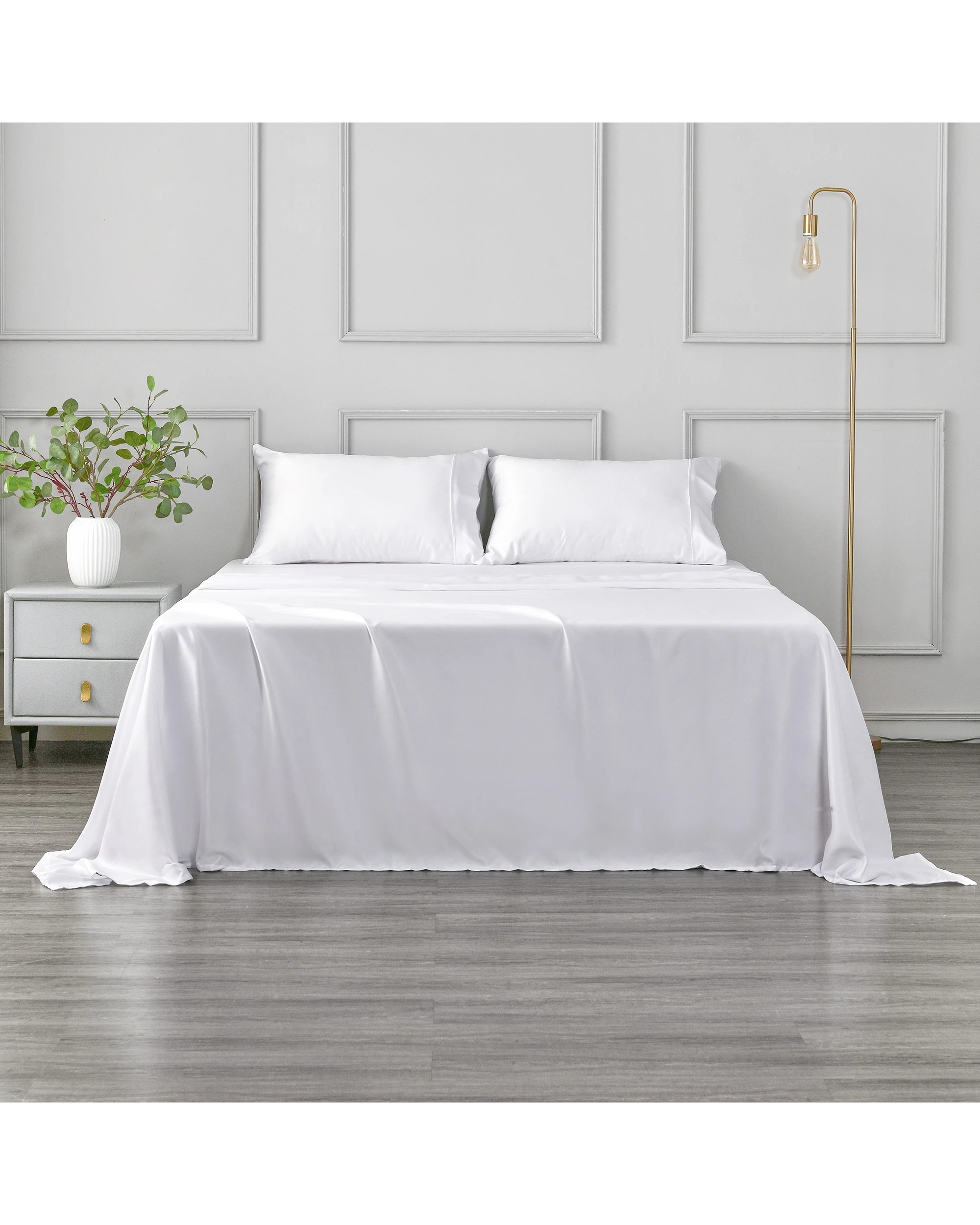 1 Dreamaker Matte Satin Sheet Set - White, 1 of 8