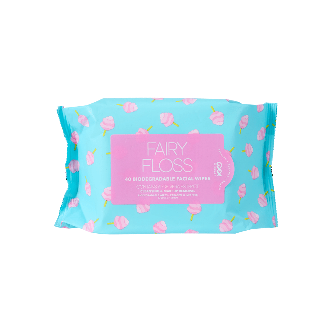 1 OXX Skincare 40 Pack Fairy Floss Biodegradable Facial Wipes - Aloe Vera, 1 of 3