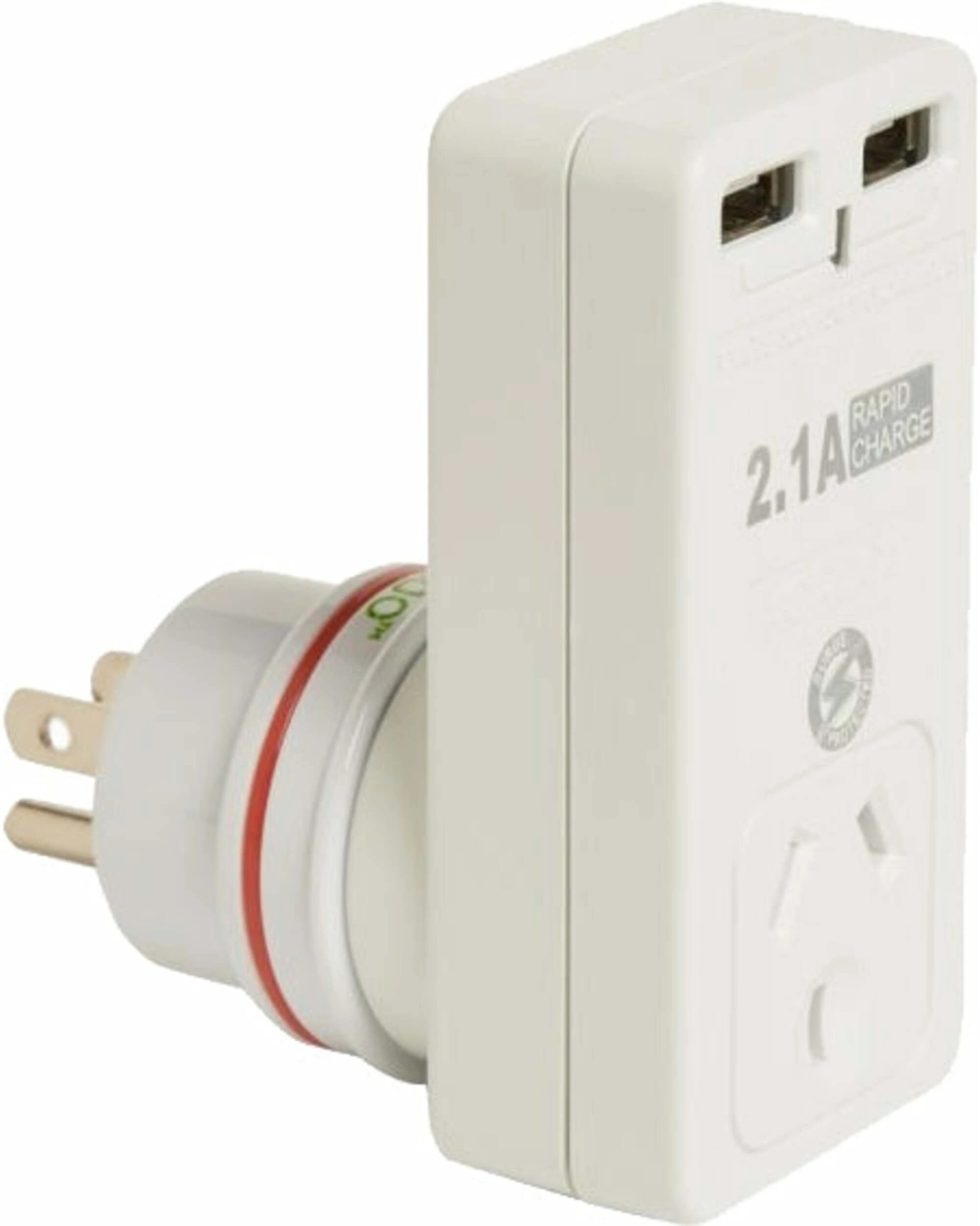 1 Korjo Travel Adaptor Plug with 2 x USB - Aus to USA / Canada - White, 1 of 4