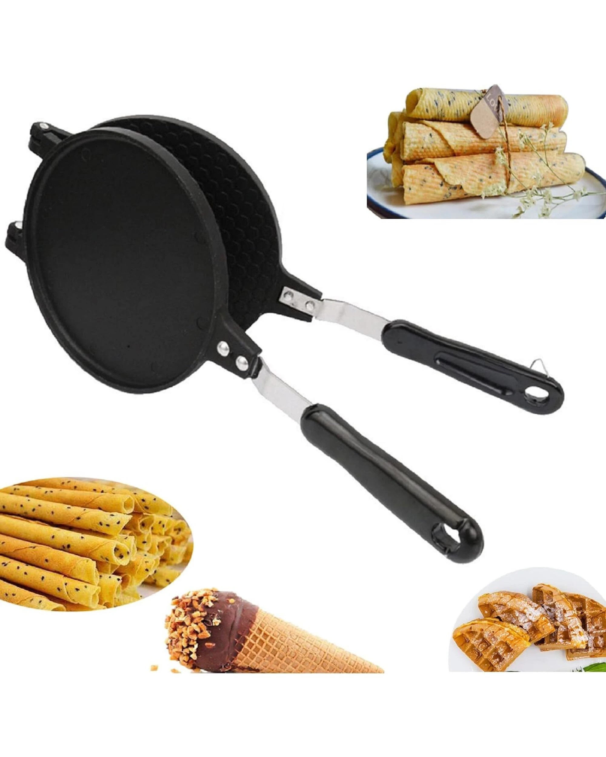 7 BR Home Non-Stick Cast Aluminium Waffle Maker for Breakfast Snacks, 7 of 7