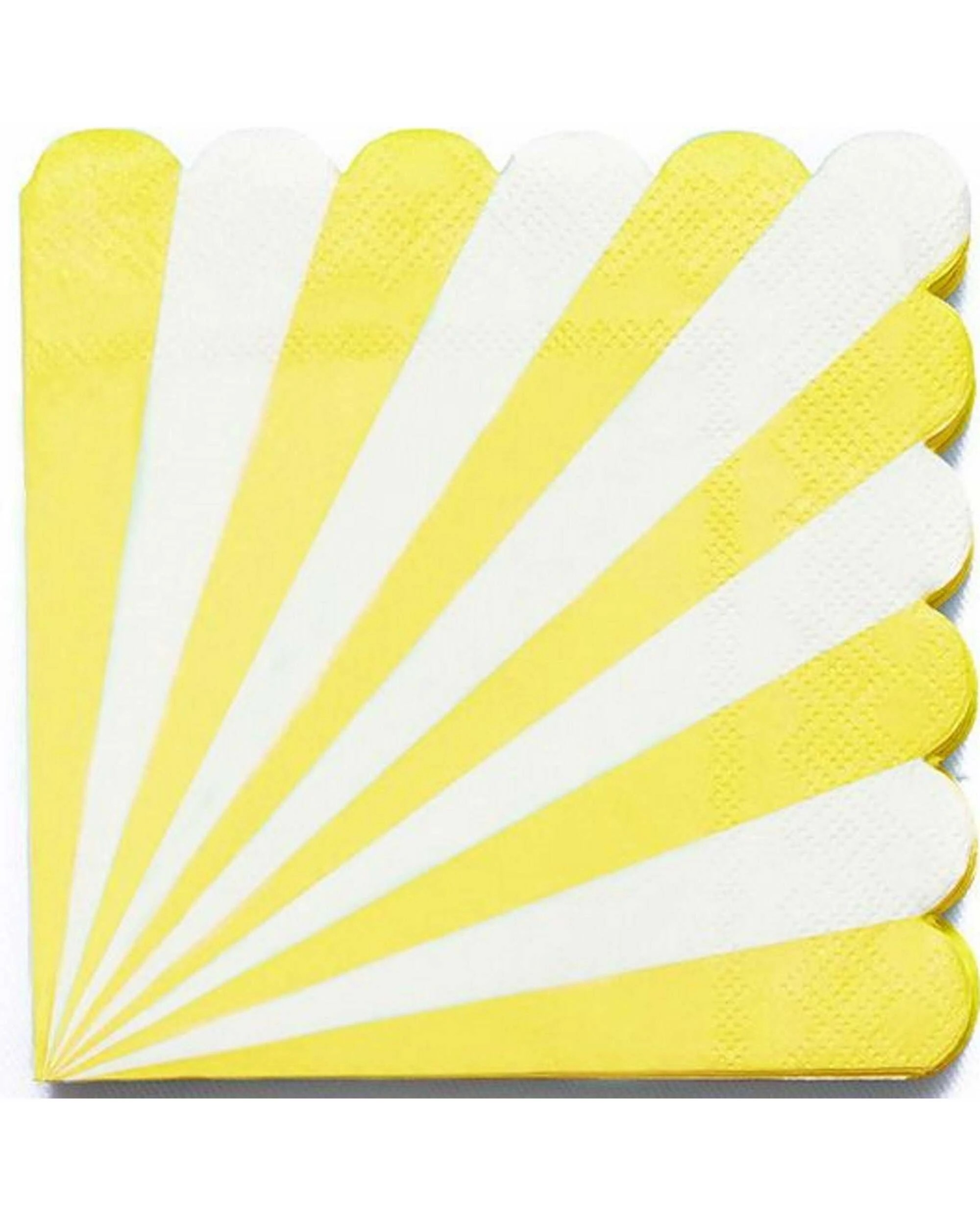 1 Party Maker Yellow & White Candy Stripe Large Paper Napkins Serviettes Pack of 16 - Yellow, 1 of 1