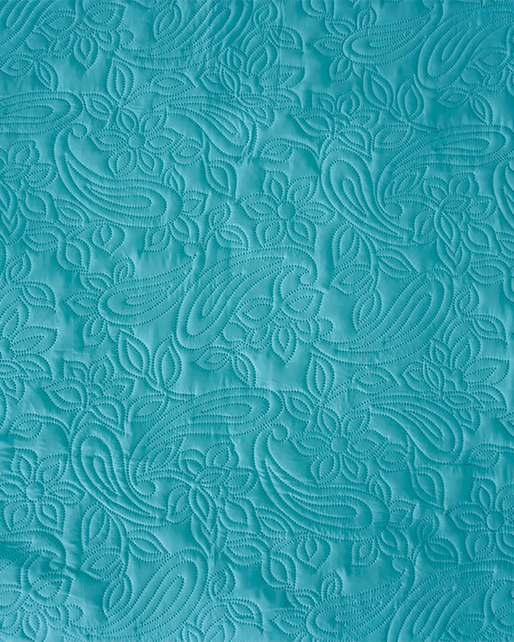 4 Bambury Paisley Embossed Microfibre Lightweight  Coverlet Set  Peacock -  Queen/King - Blue, 4 of 4