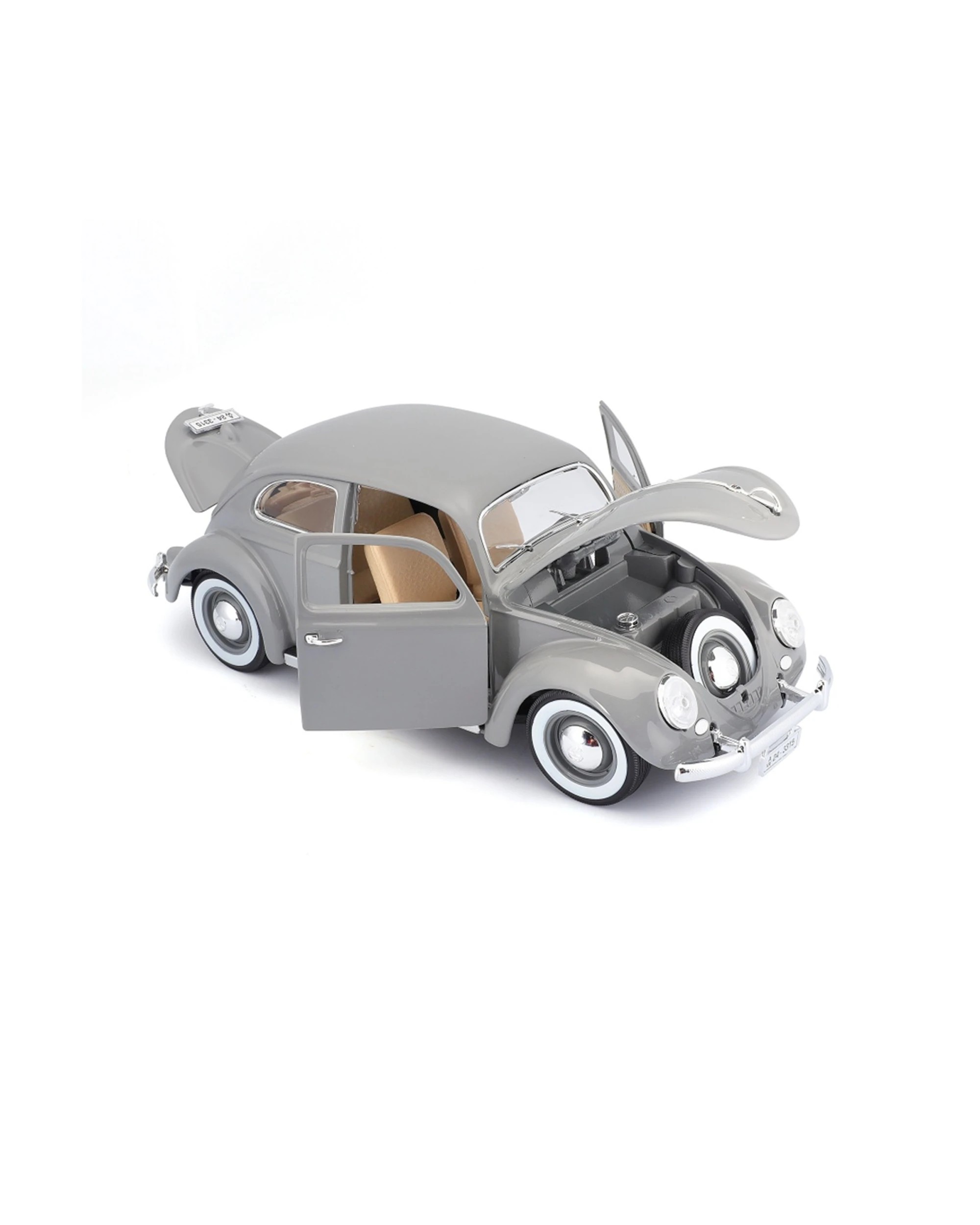6 Bburago 1955 Volkswagen Beetle Model Car Collectible Replica Toy - Grey, 6 of 7