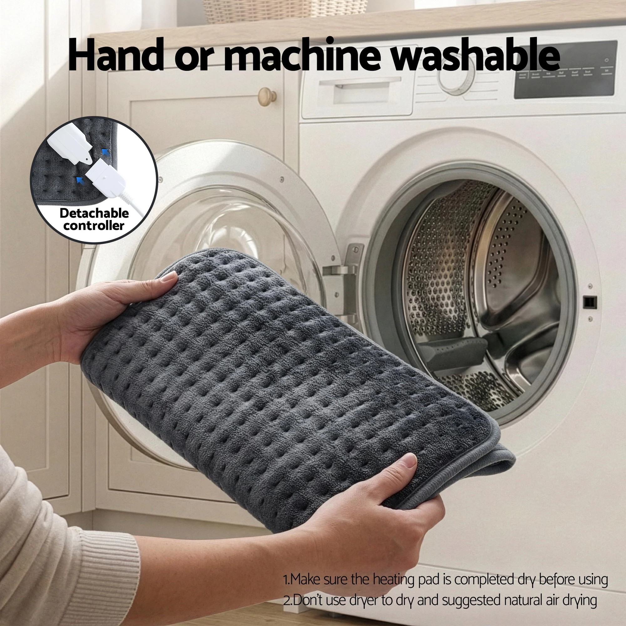 4 Livemor Electric Heating Pad Heat Mat 60x39cm - Grey, 4 of 6