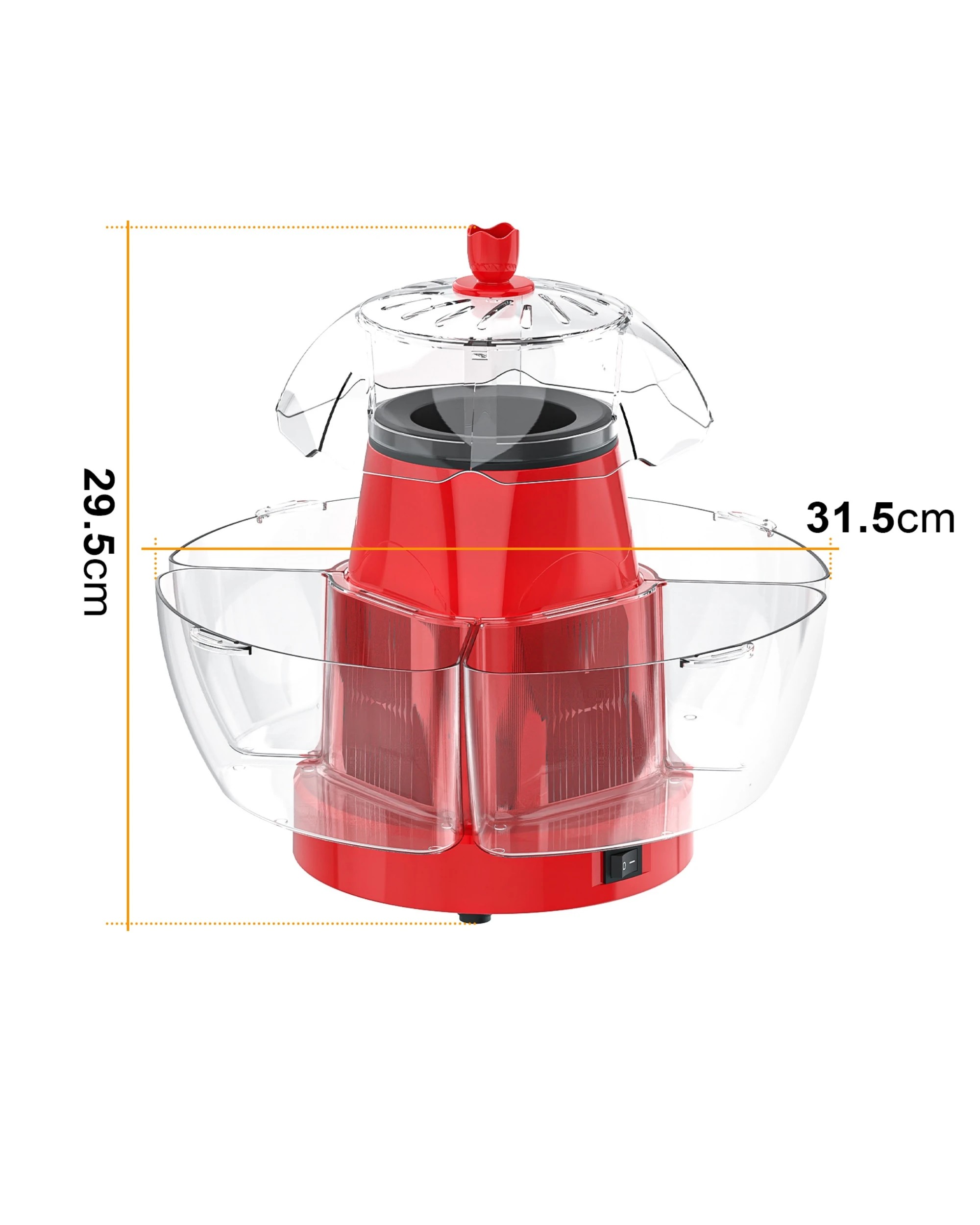 6 Advwin Popcorn Maker Machine, Oil-free Popping - Red, 6 of 6
