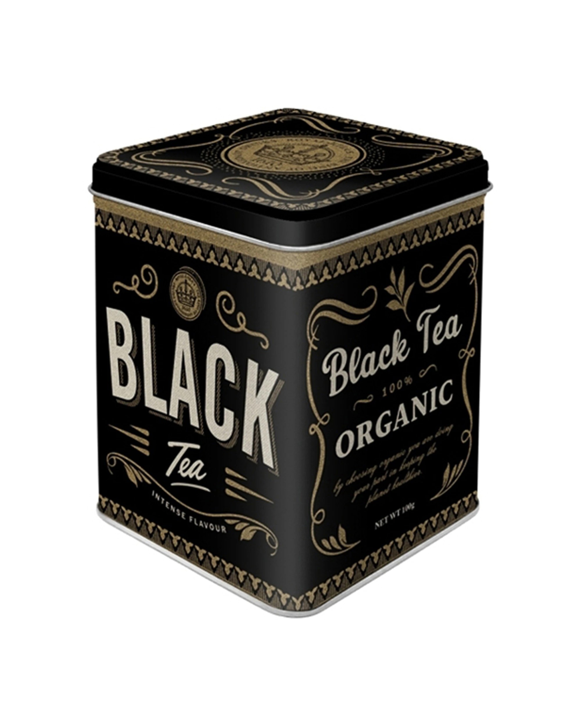 1 Nostalgic Art Storage Tin - Black Tea Vintage Embossed Design - Black, 1 of 1