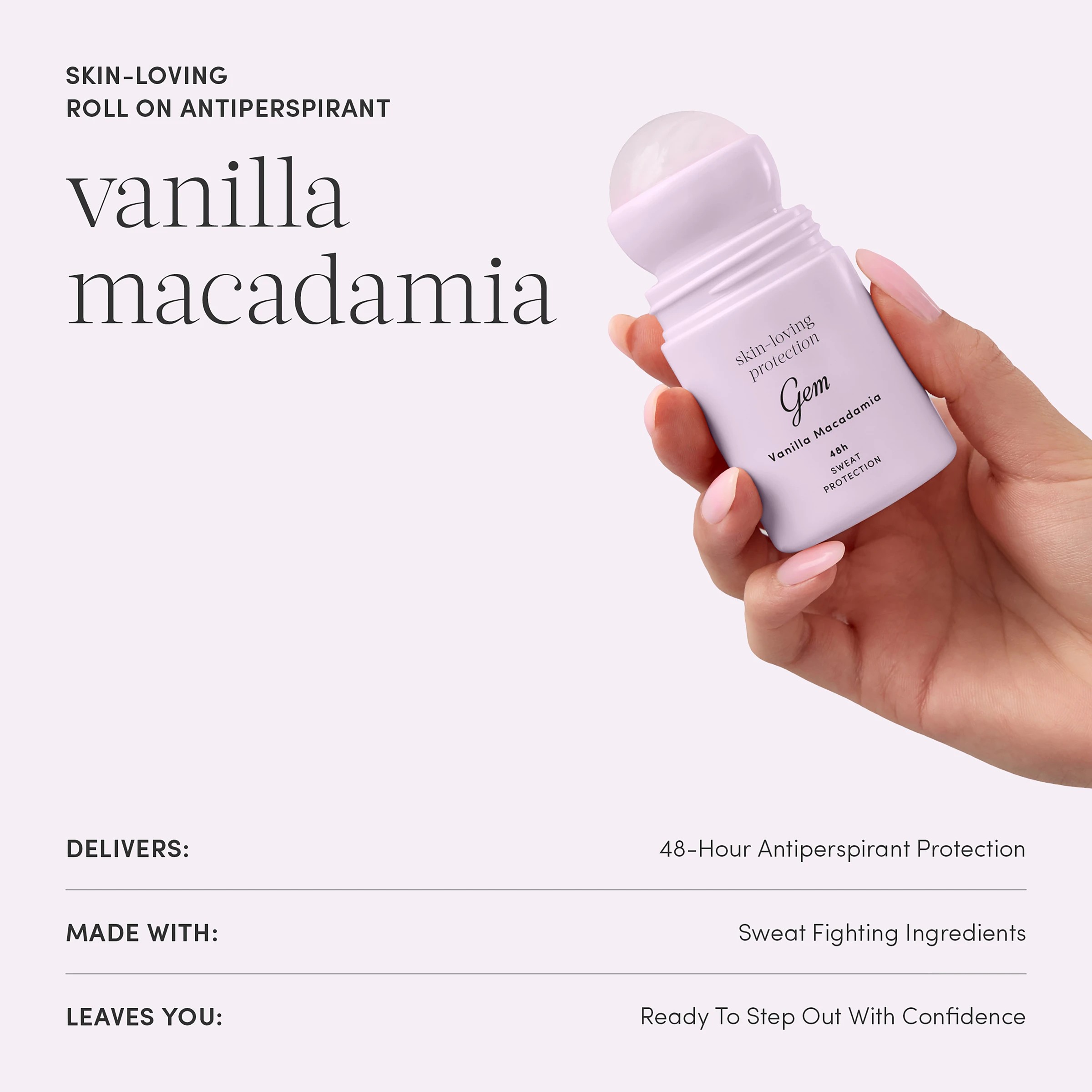 5 Gem Skin Loving Roll On Deodorant 50ml - Vanilla & Macadamia, 5 of 5