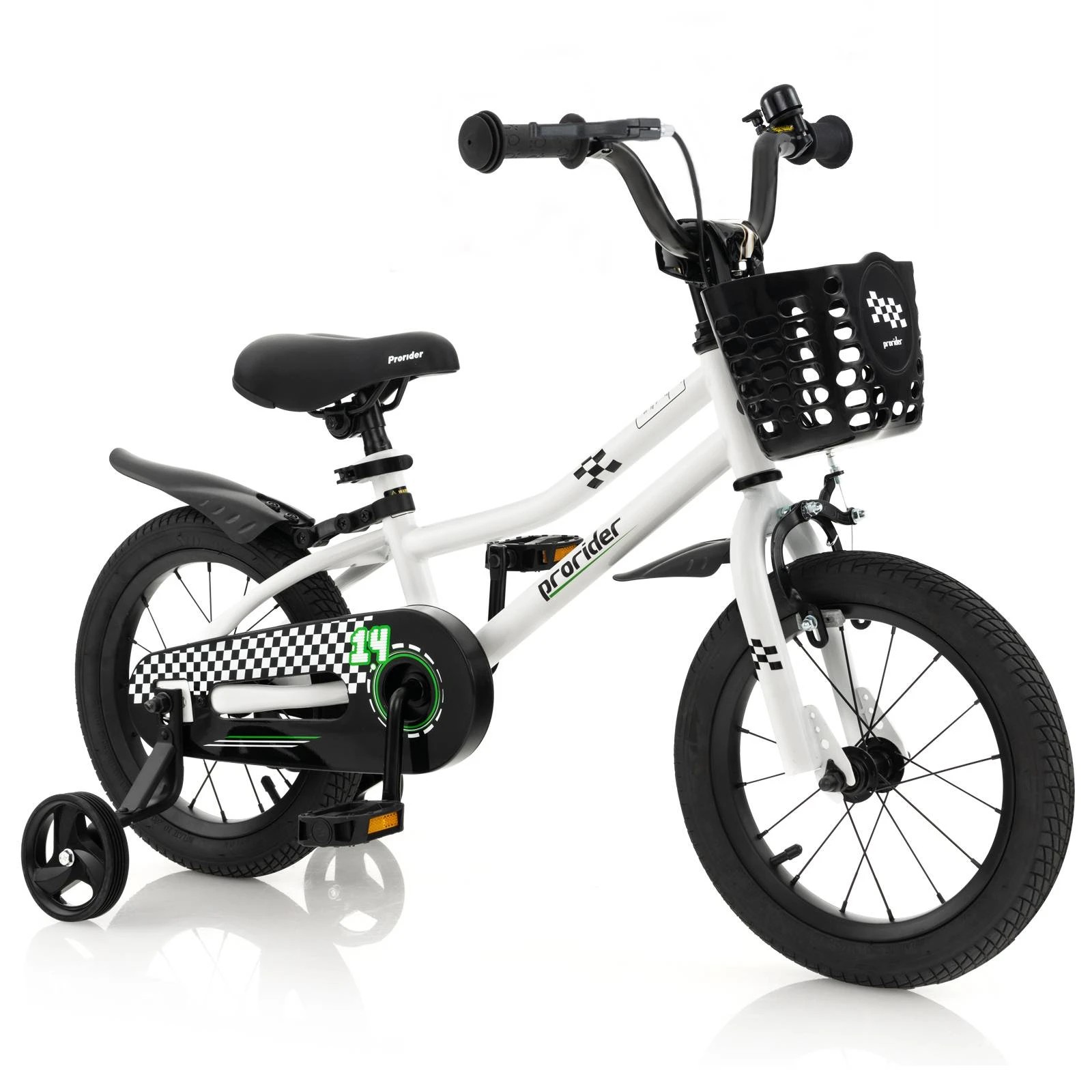 1 Costway 36cm Kids Bike Bicycle w/Training Wheels & Basket & Adjustable Handlebar Seat Beginner, 1 of 3
