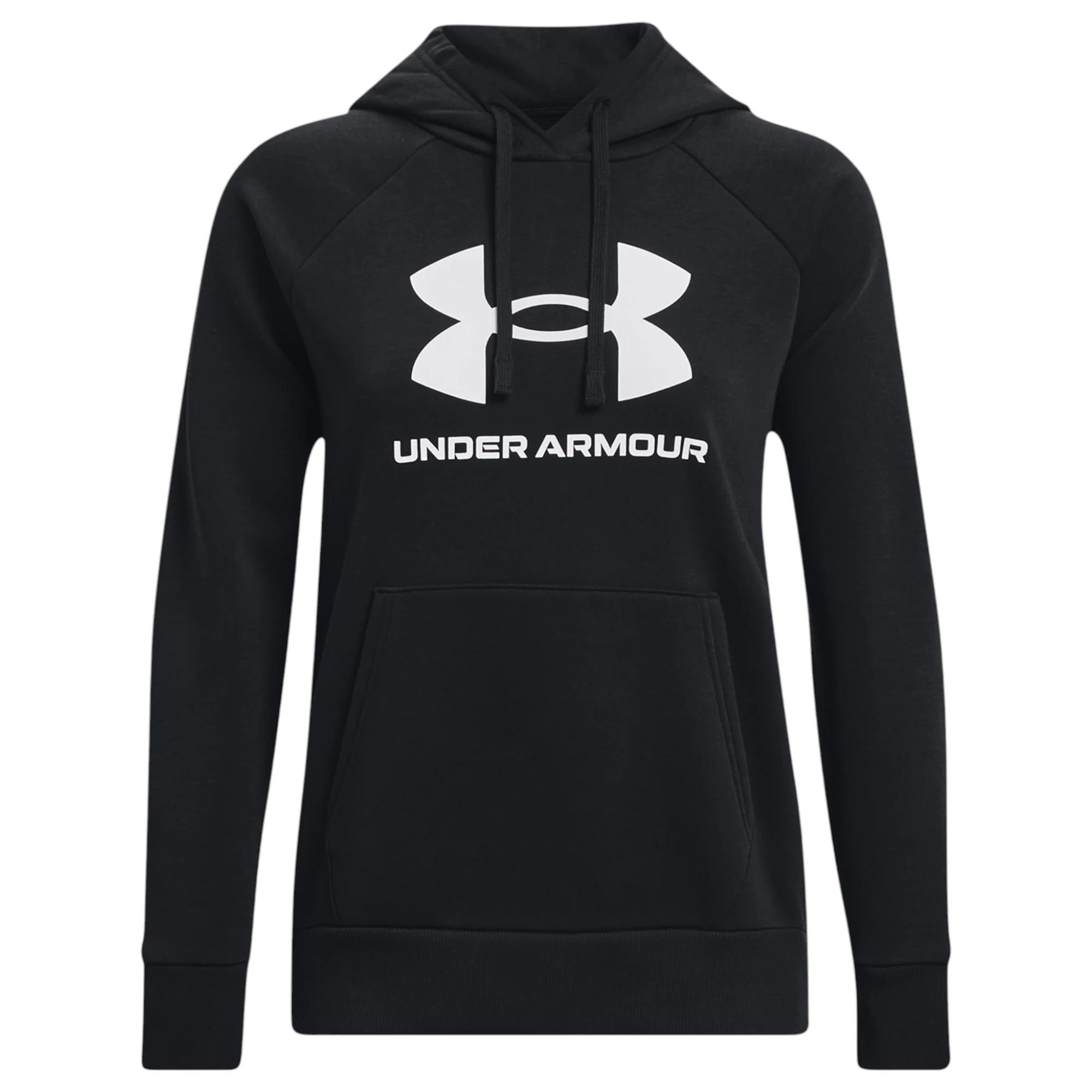 6 Under Armour Womens Rival Fleece Black/ White Big Logo Hoodie BLACK, 6 of 6