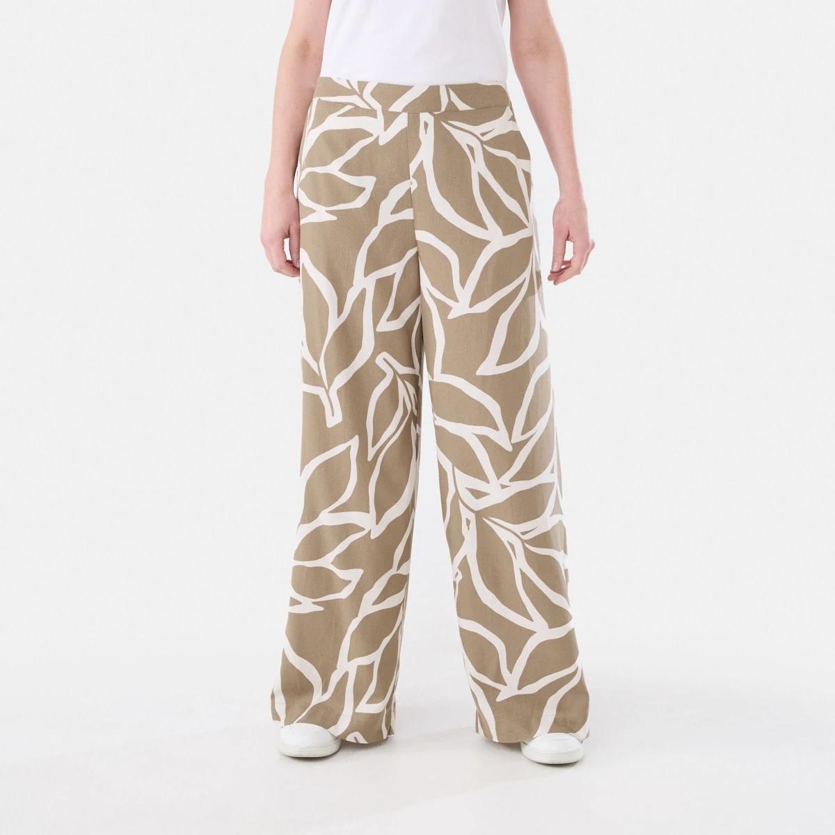 1 Textured Wide Leg Pants LEAVES CARIBOU, 1 of 5