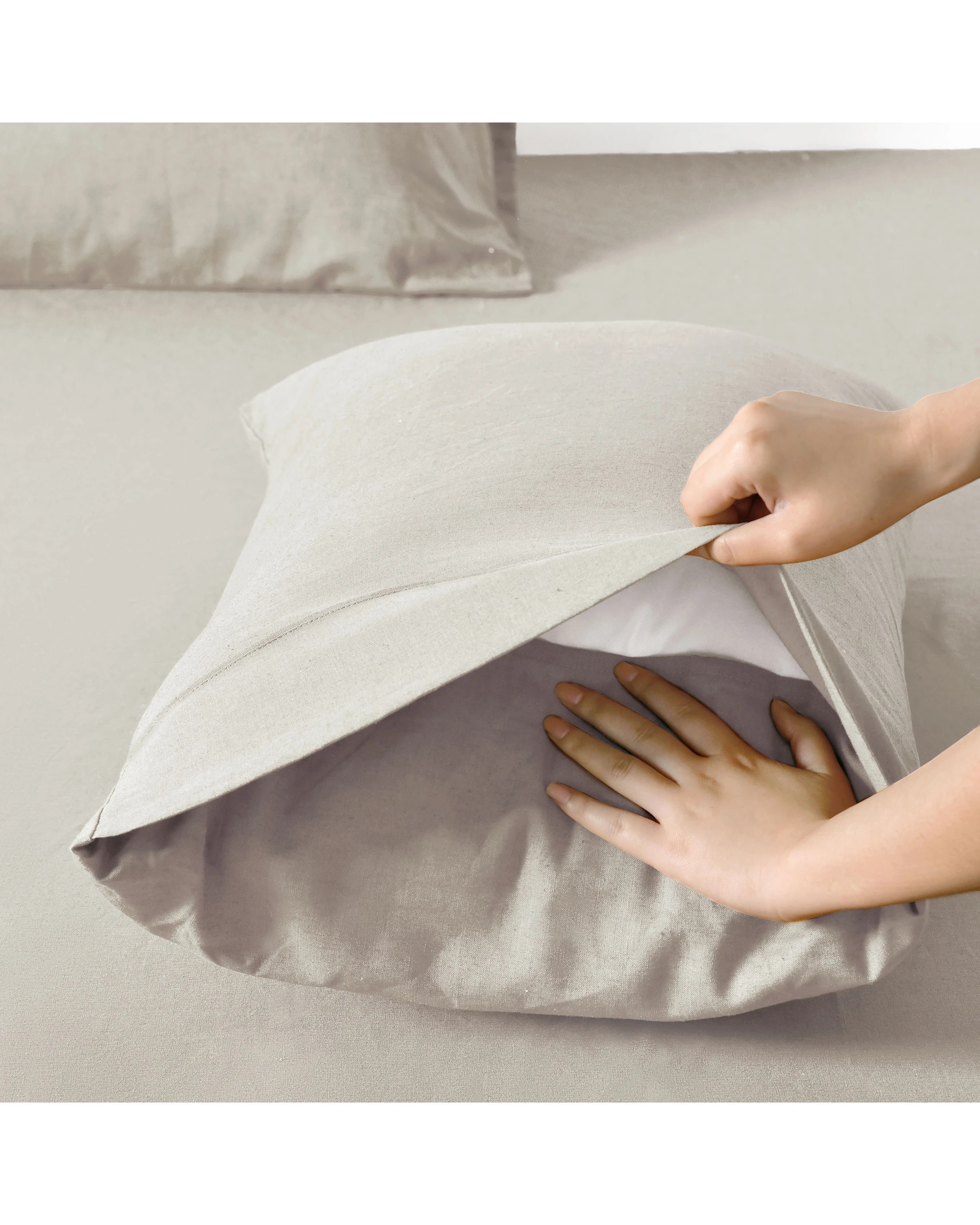 5 Dreamaker Linen Cotton Sheet Set - King Single Bed - Oatmeal, 5 of 9