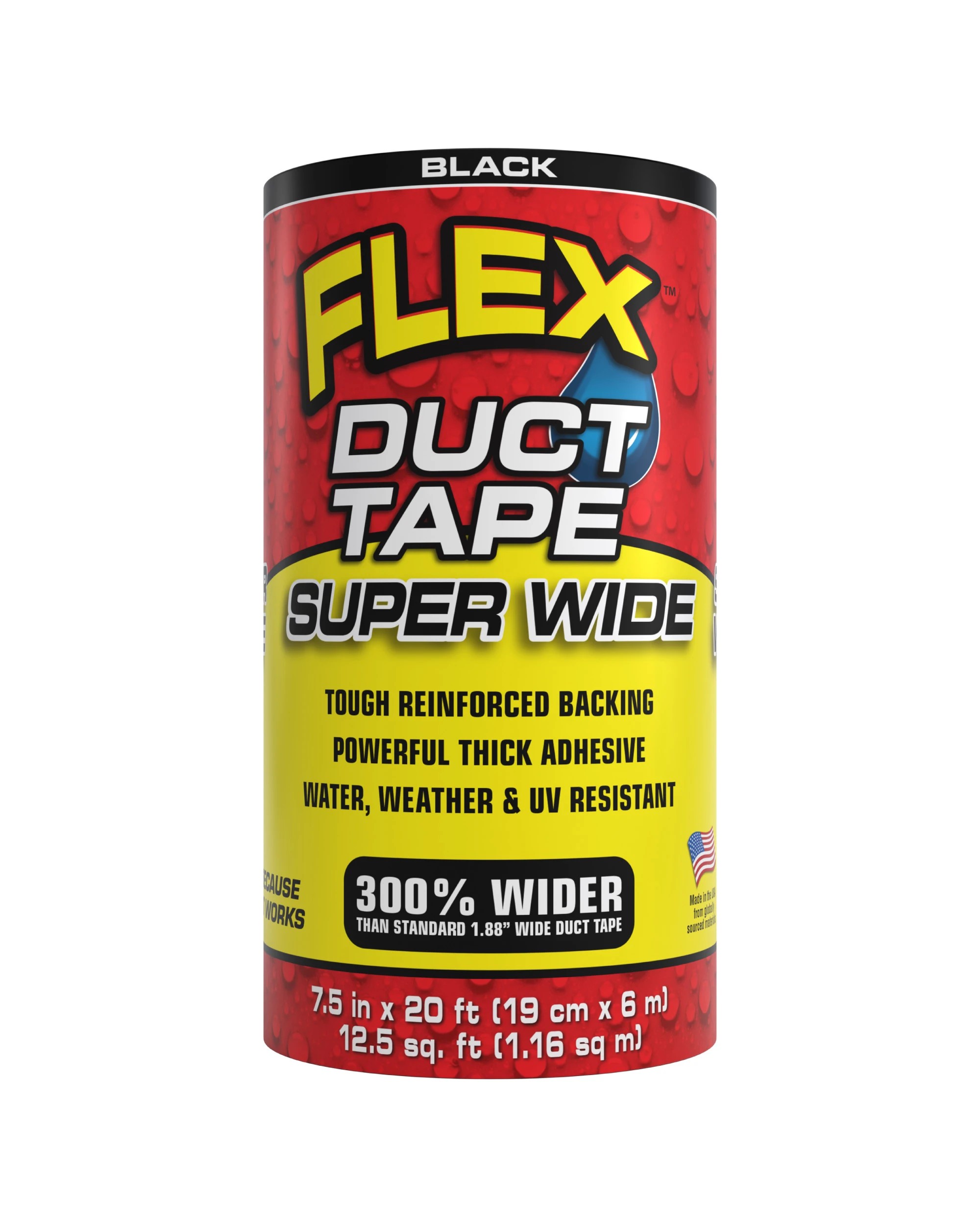 1 Flex Tape Super Wide Duct Tape, 19cm x 6m Black, Strong Heavy Duty Adhesive - Black, 1 of 7