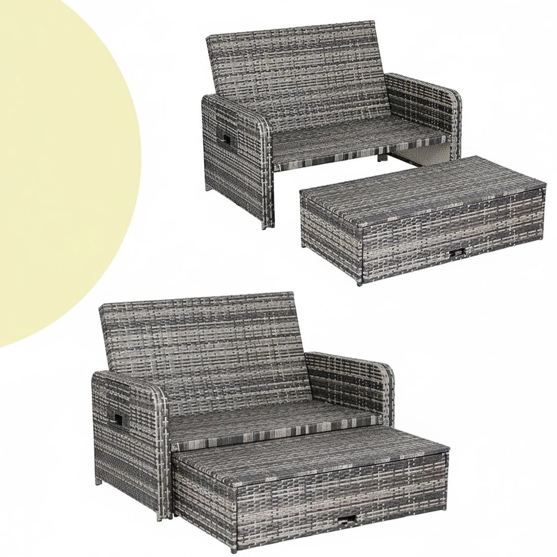 8 Gardeon Outdoor Day Bed Sun Lounge Setting Wicker Lounger Patio Furniture - Grey, 8 of 10