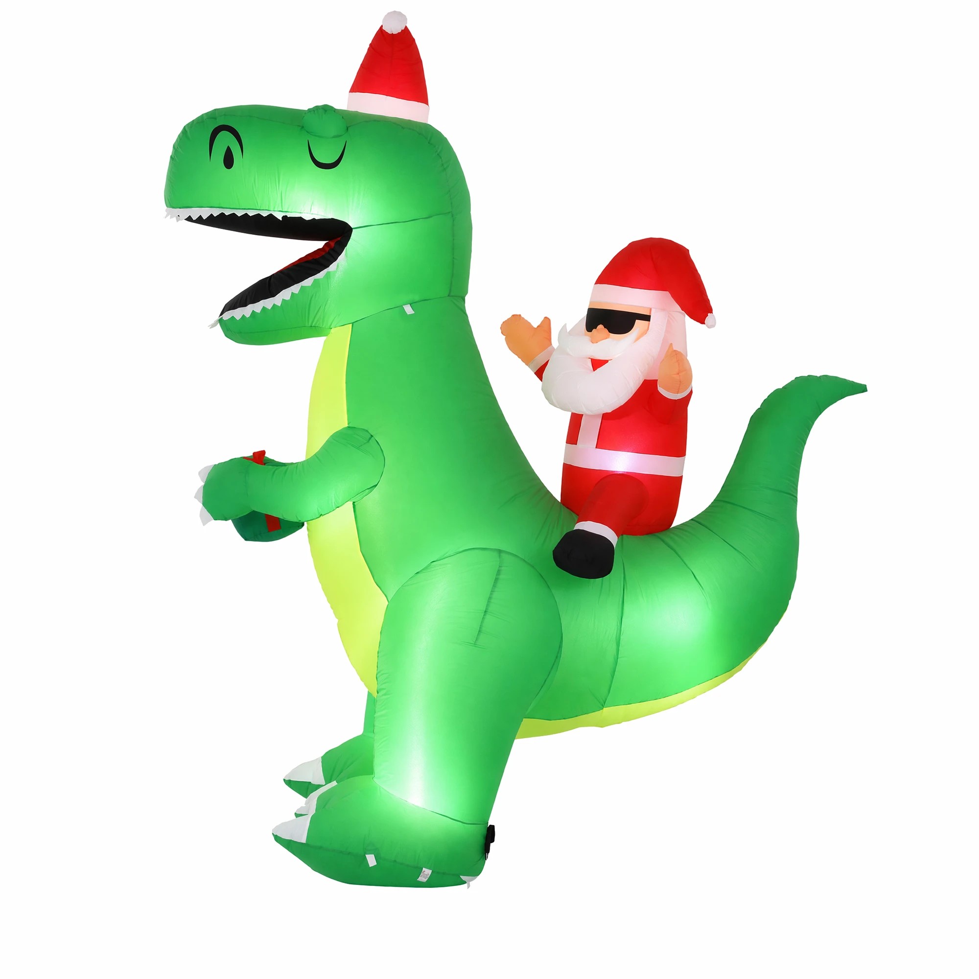 4 Jingle Jollys Christmas Inflatable Dinosaur 2.5M Illuminated Decorations - Multi, 4 of 9