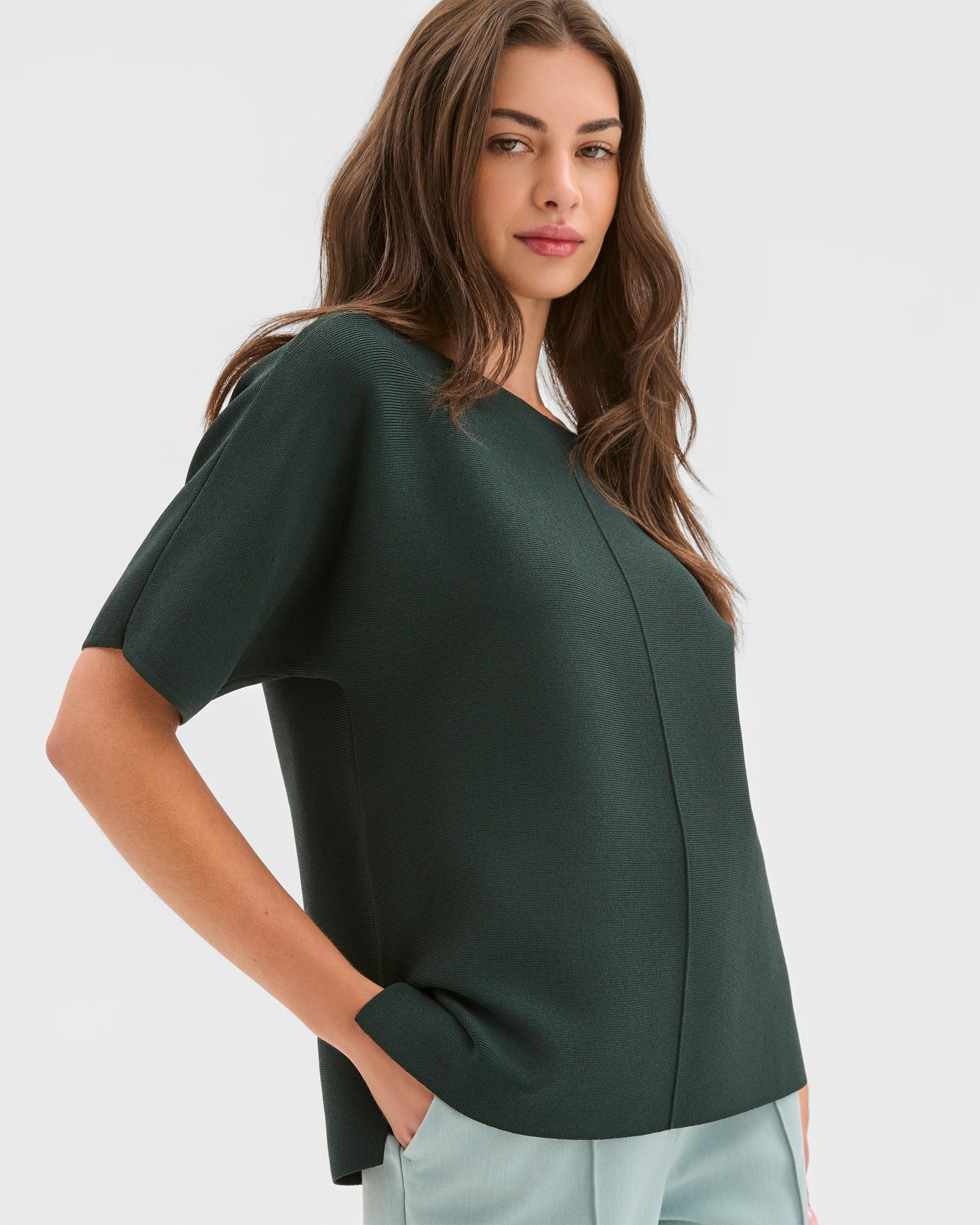 3 Target Petites Petites Short Sleeve Crepe Knit Top MIDNIGHT JADE, 3 of 5