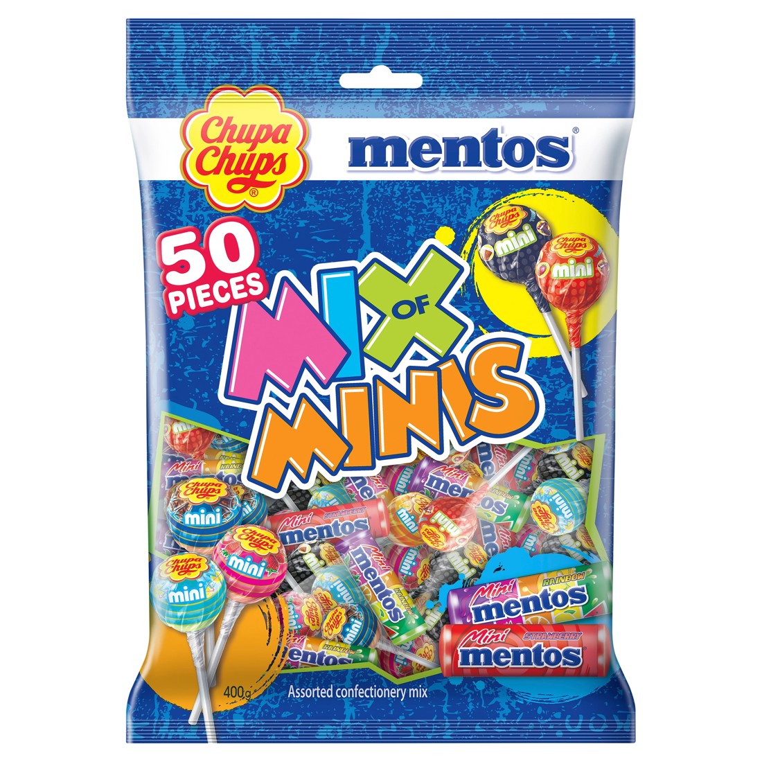 1 50 Piece Chupa Chups Mentos Mix of Minis Bag 400g, 1 of 2