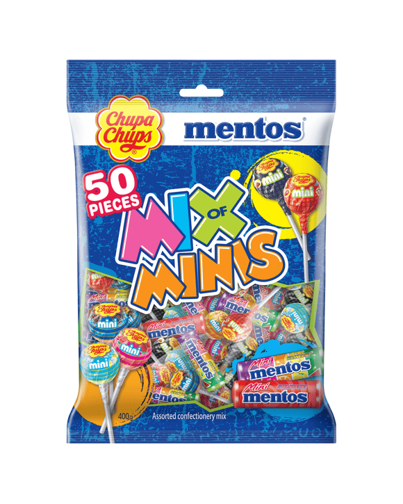 50 Piece Chupa Chups Mentos Mix of Minis Bag 400g