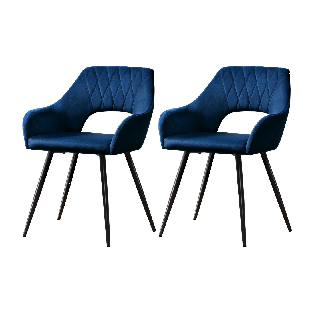 1 Artiss Dining Chairs Set of 2 Velvet Hollow Armchair - Blue, 1 of 6