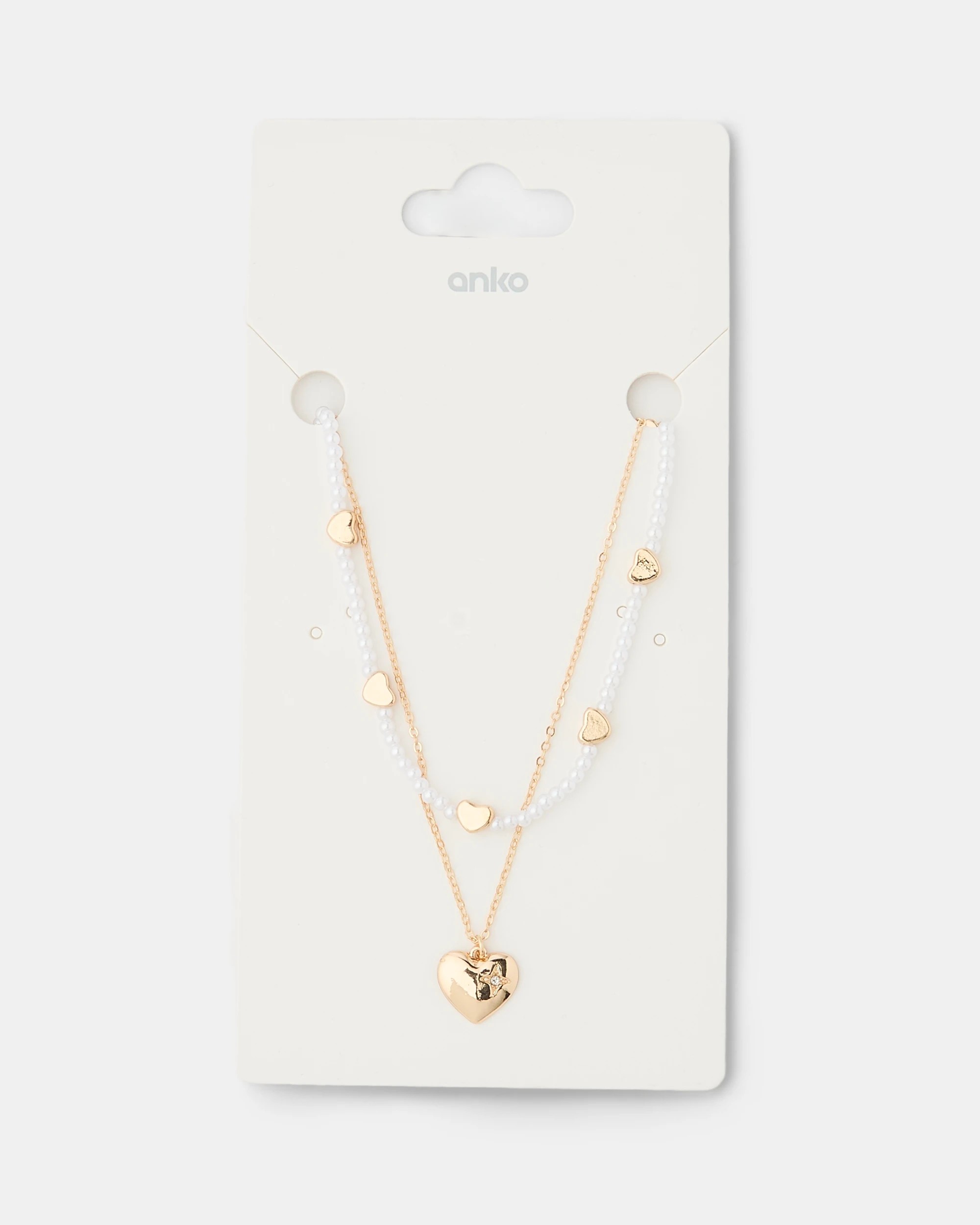 3 2 Pack Pearl & Heart Necklace - Gold Tone, 3 of 3