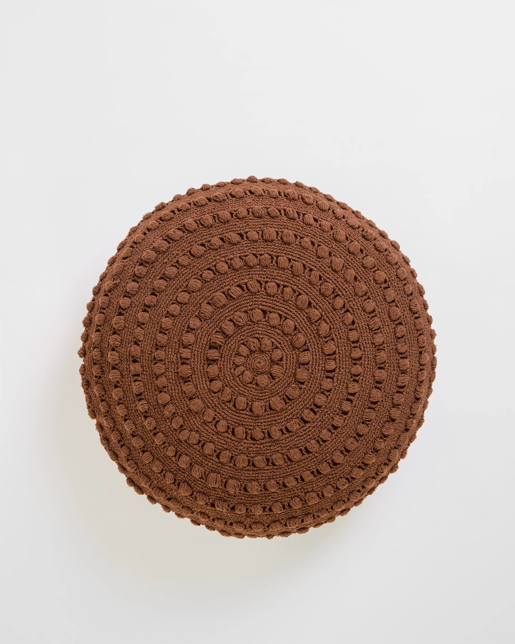 1 Target Zinnia Round Cotton Crochet Cushion - Brown, 1 of 2