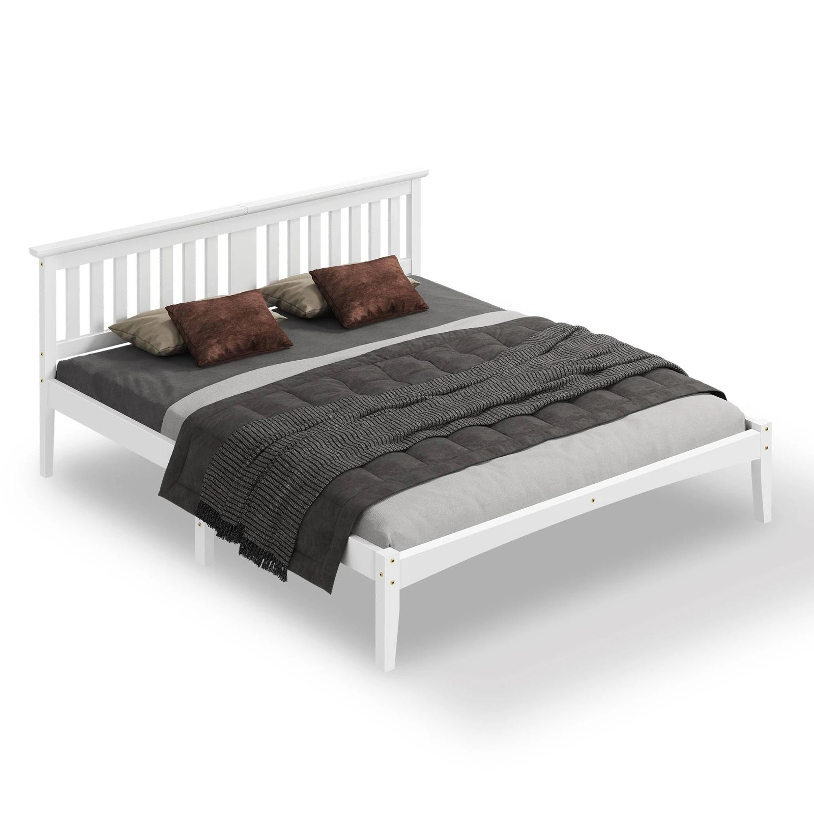 1 Alfordson Bed Frame Wooden Timber King Size Mattress Base Platform Elgin - White, 1 of 10