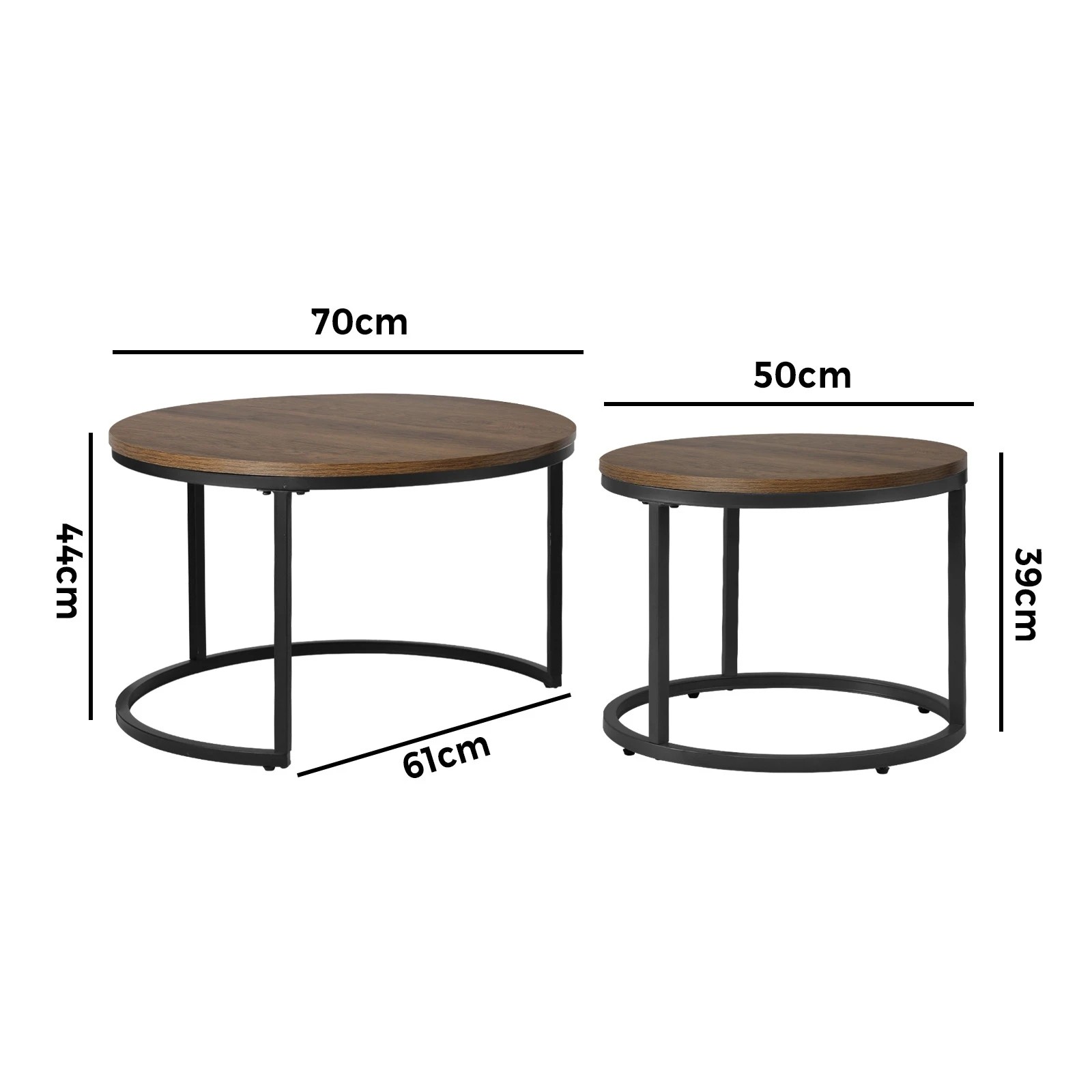 10 Oikiture Set Of 2 Coffee Table Round Nesting Side End Table
 - Brown, 10 of 10