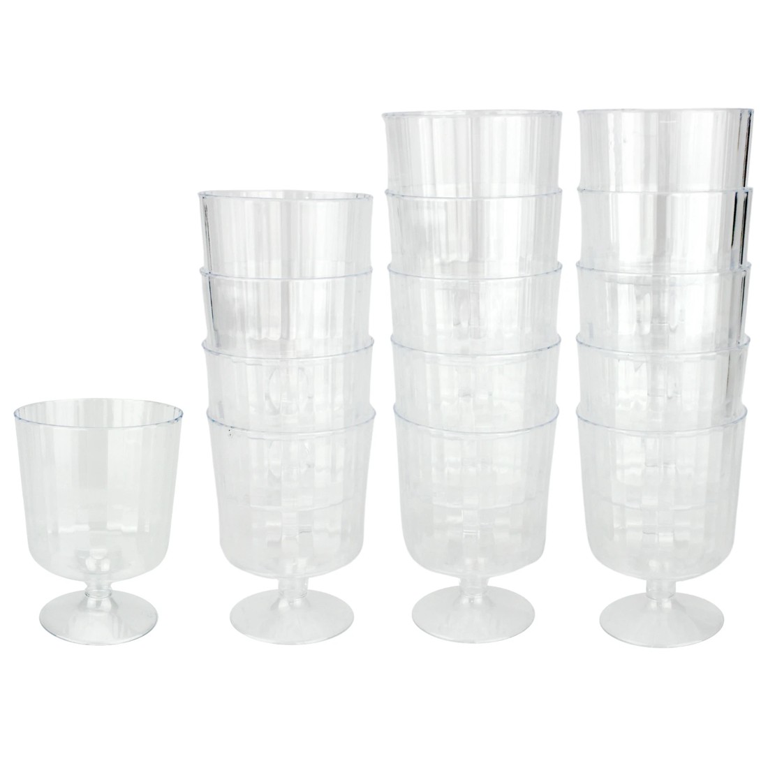 1 Alpen Clear Plastic Ribbed Reusable Mini Wine Glasses 145ml (Pack of 15), 1 of 3