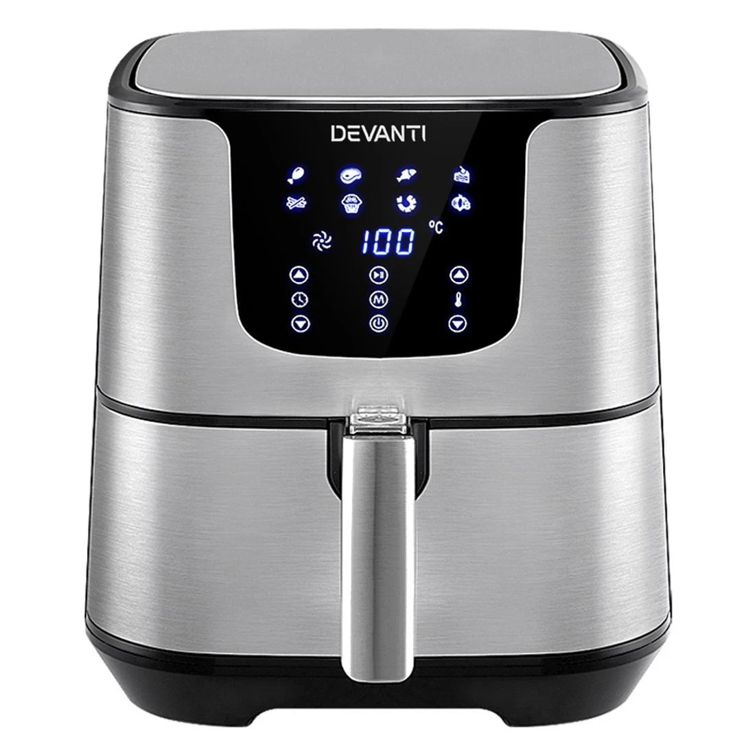 1 Devanti Air Fryer 7L LCD Fryers Stainless Steel - Silver, 1 of 4