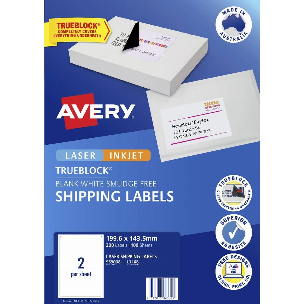 2 Avery 2UP Inkjet Laser Shipping Labels 100 Sheets, 2 of 8