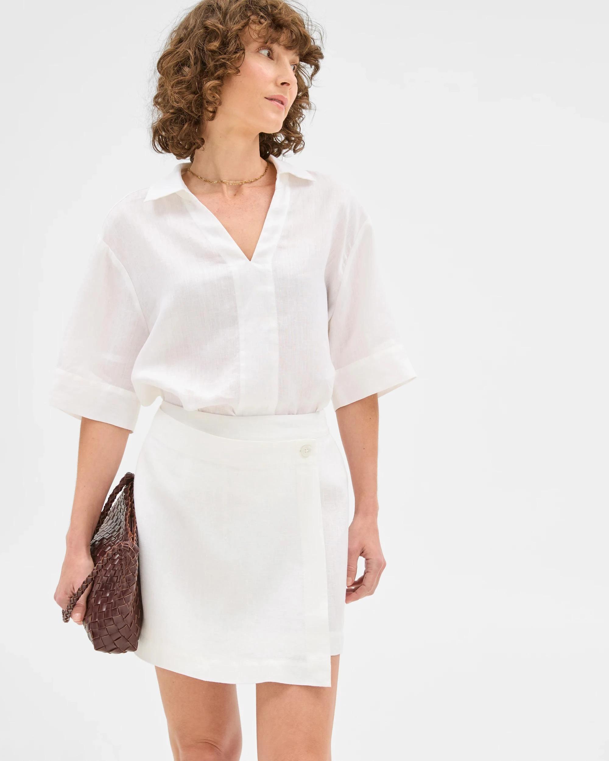 1 Target European Linen Wrap Skort WHITE, 1 of 6