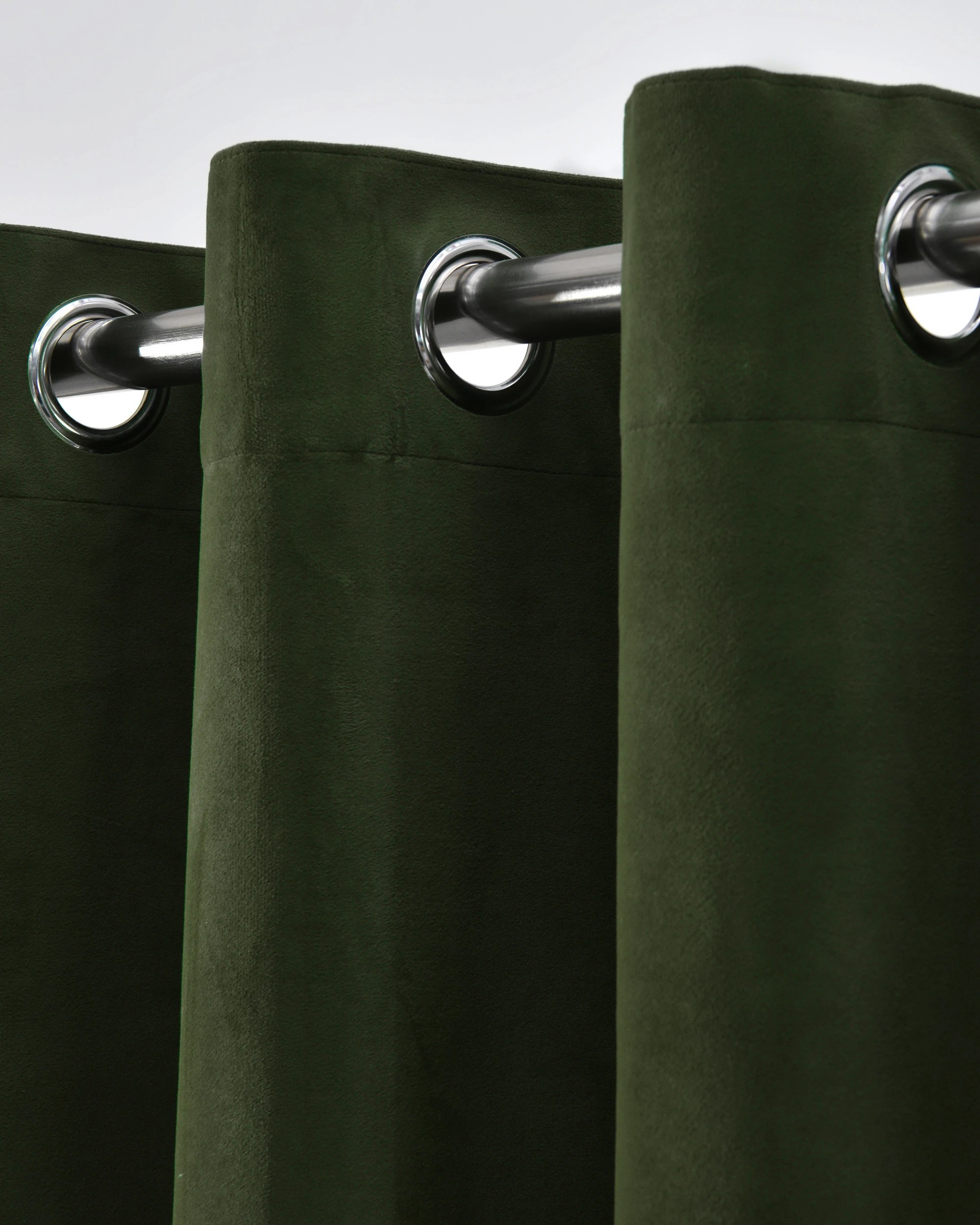 3 Cadence & Co. Byron Matte Velvet 100% Blockout Eyelet Curtains Twin Pack 90x223cm - Olive, 3 of 6