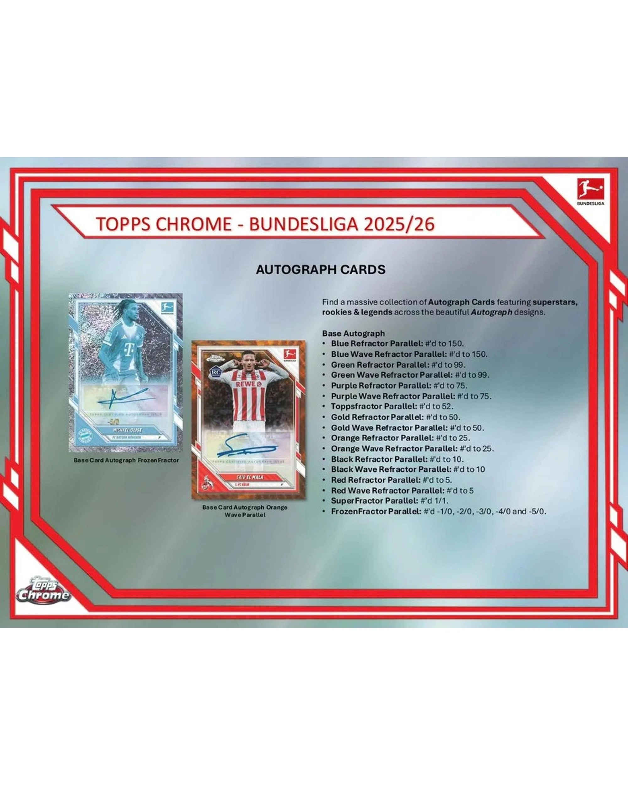 8 Topps 2025/2026 Chrome Bundesliga Soccer Hobby Pack, 8 of 8